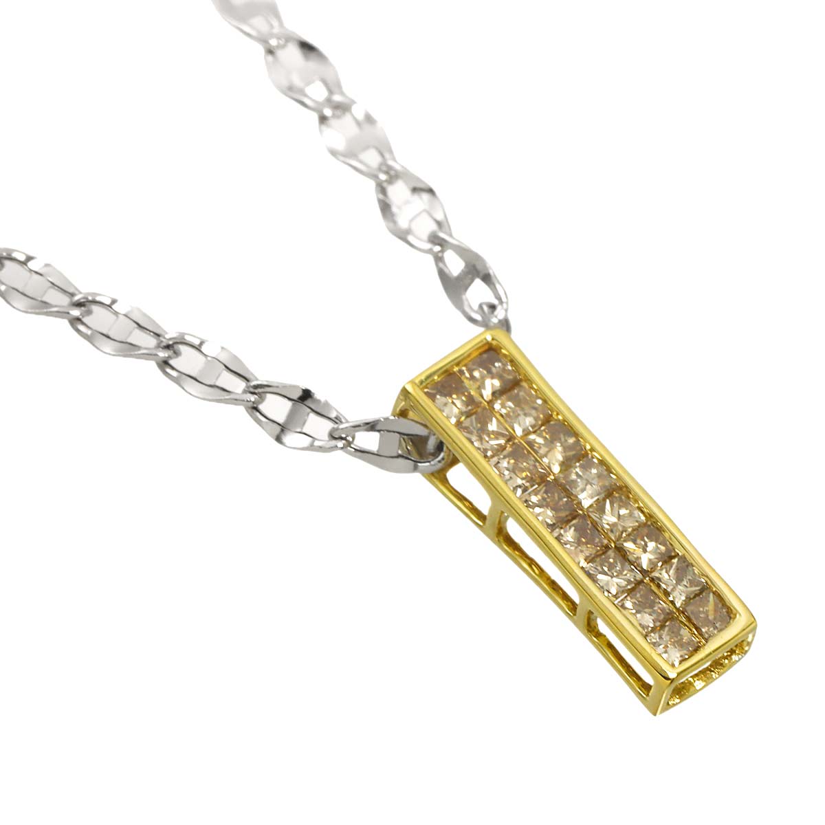 Diamond 0.40ct Necklace 18K WG YG White Yellow Gold 750
