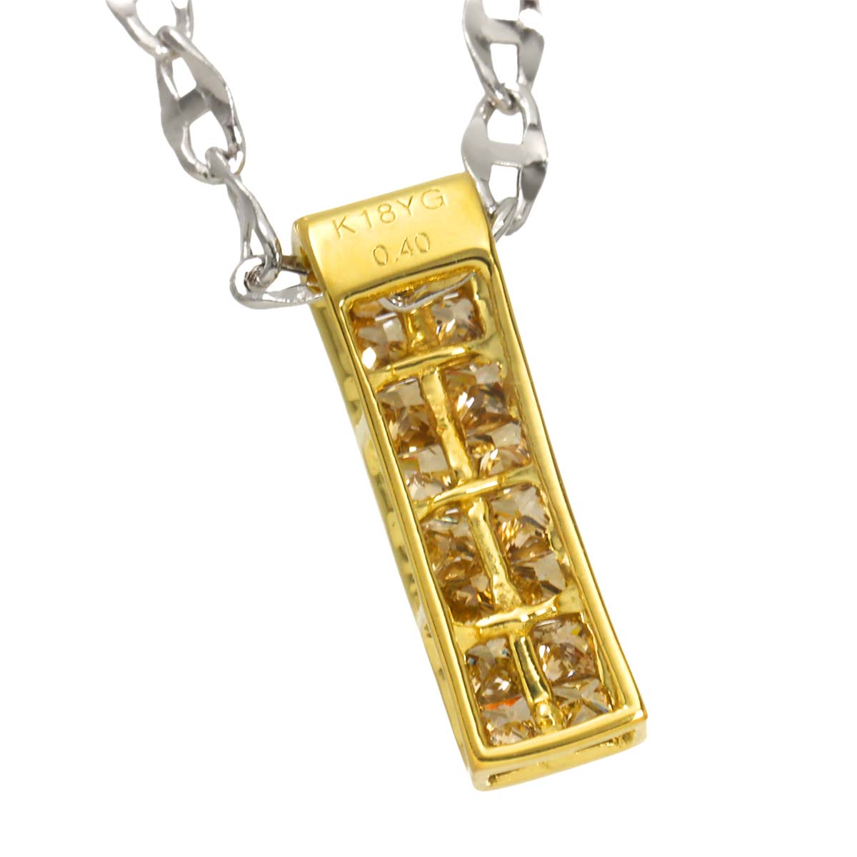 Diamond 0.40ct Necklace 18K WG YG White Yellow Gold 750