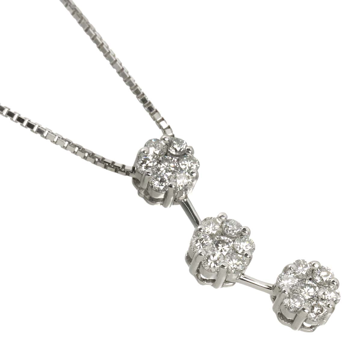 Diamond 1.00ct Necklace 18K WG White Gold 750