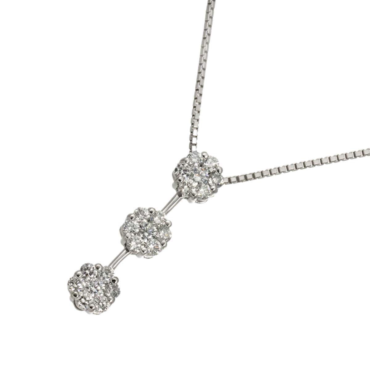 Diamond 1.00ct Necklace 18K WG White Gold 750