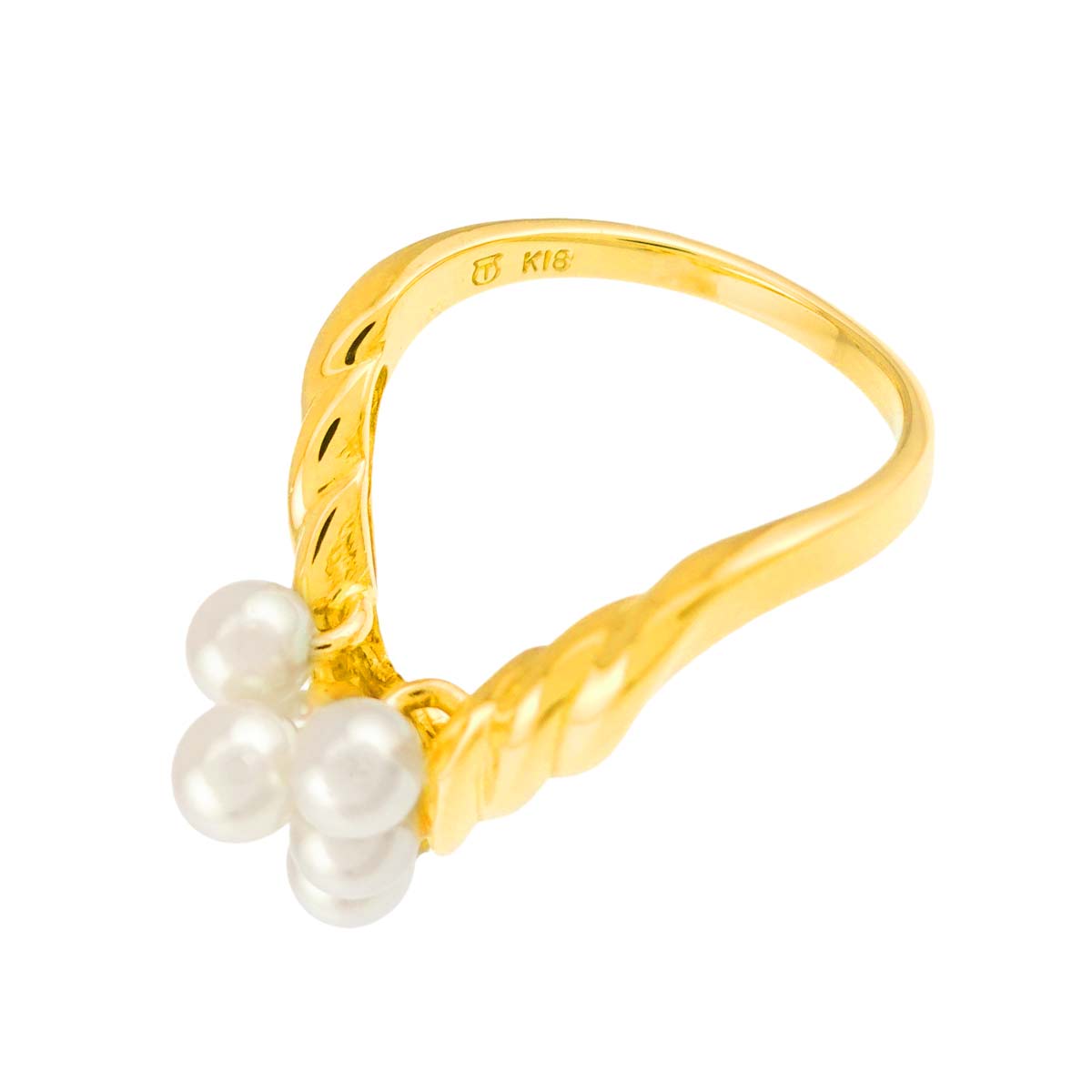 Baby Pearl 4.0-3.7mm Ring 18K YG 750 5.5-5.75(US)