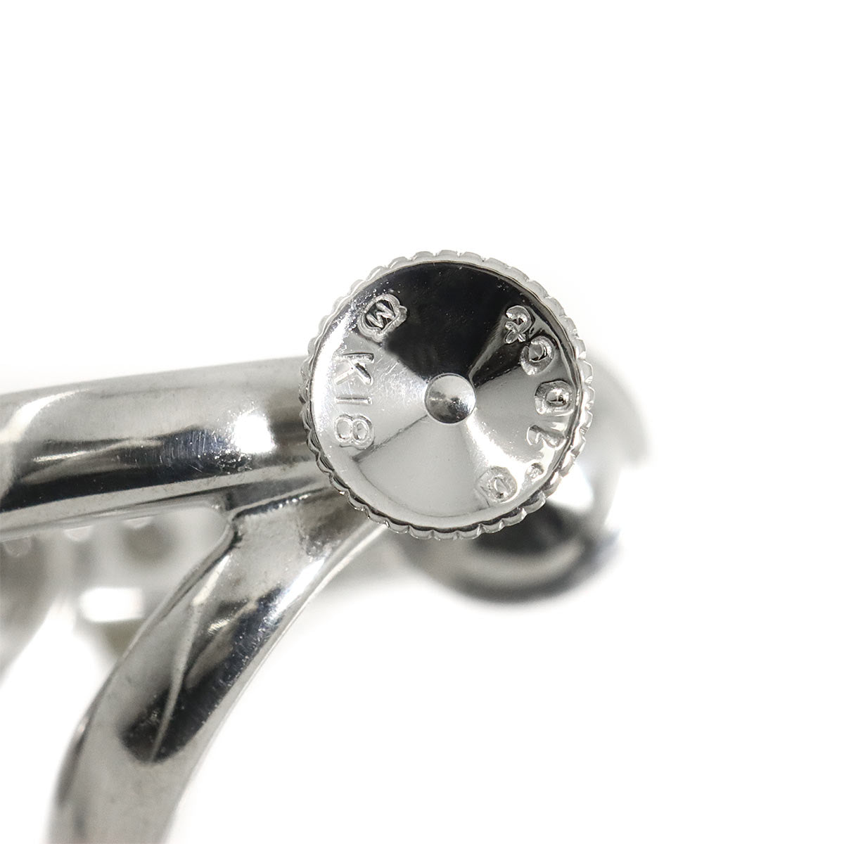 Black Pearl 9.3mm Diamond Earrings 18K WG 750