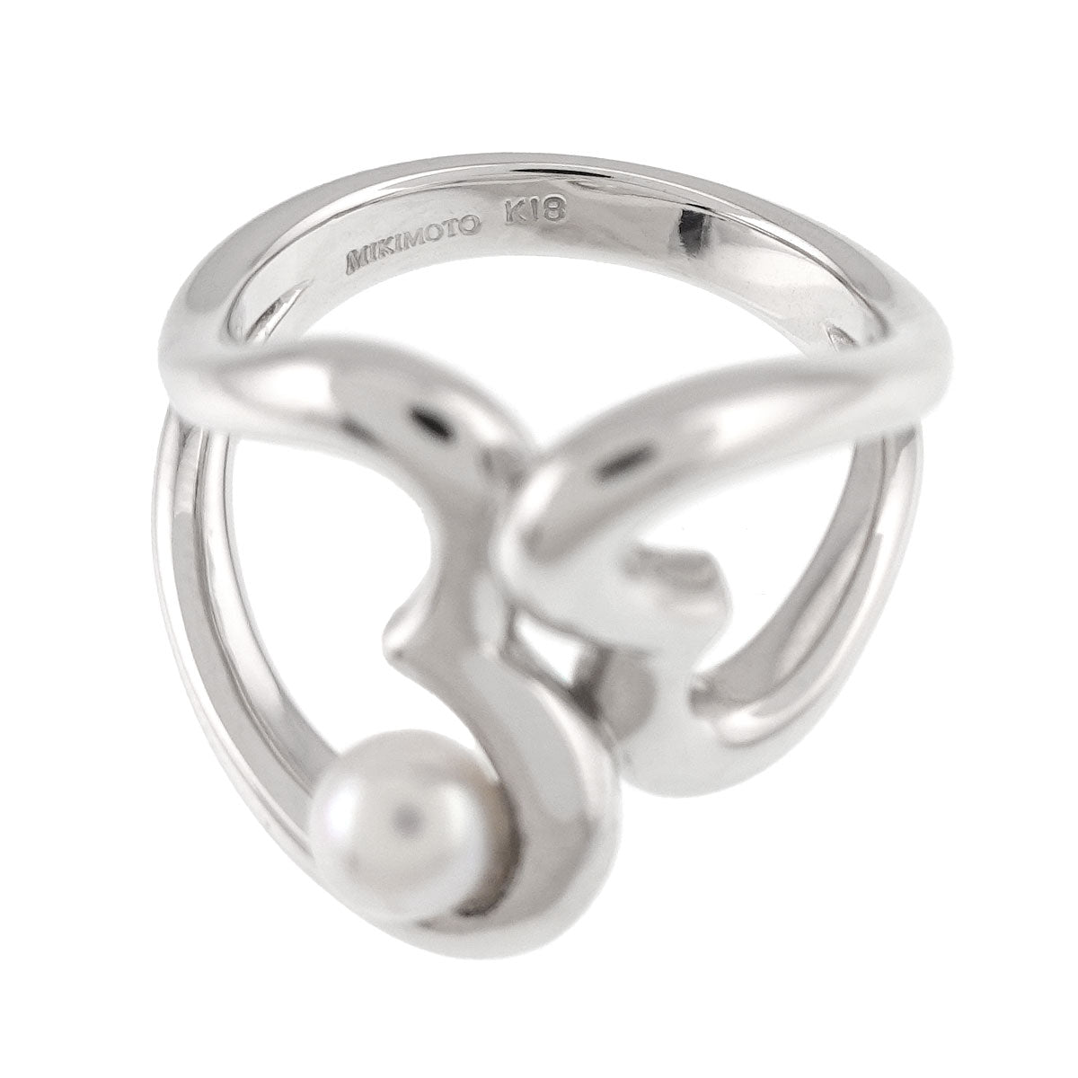 Akoya Pearl 4.5mm Ring 18K WG 750 size5.25(US)