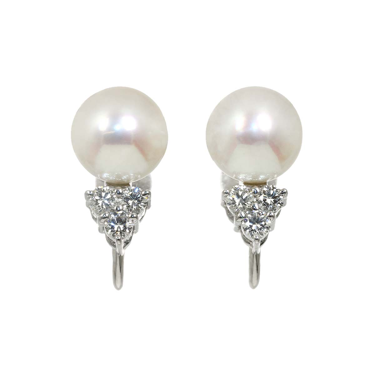 Akoya Pearl 8.1mm Diamond Earrings 18K WG 750