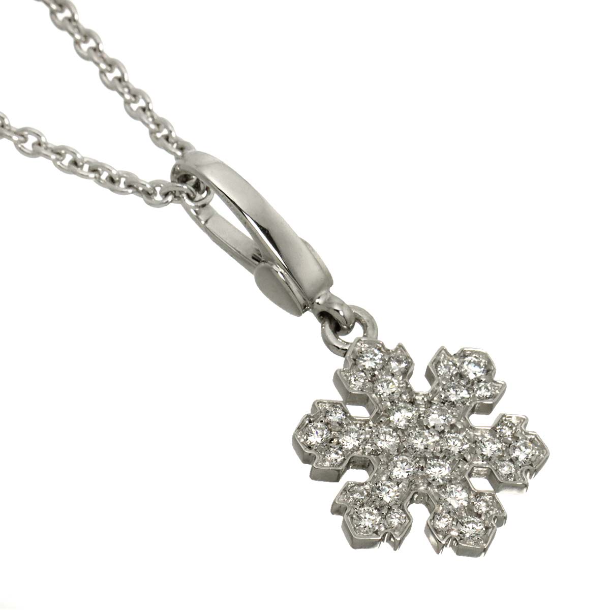 Snowflake Diamond Necklace 18K White Gold 750