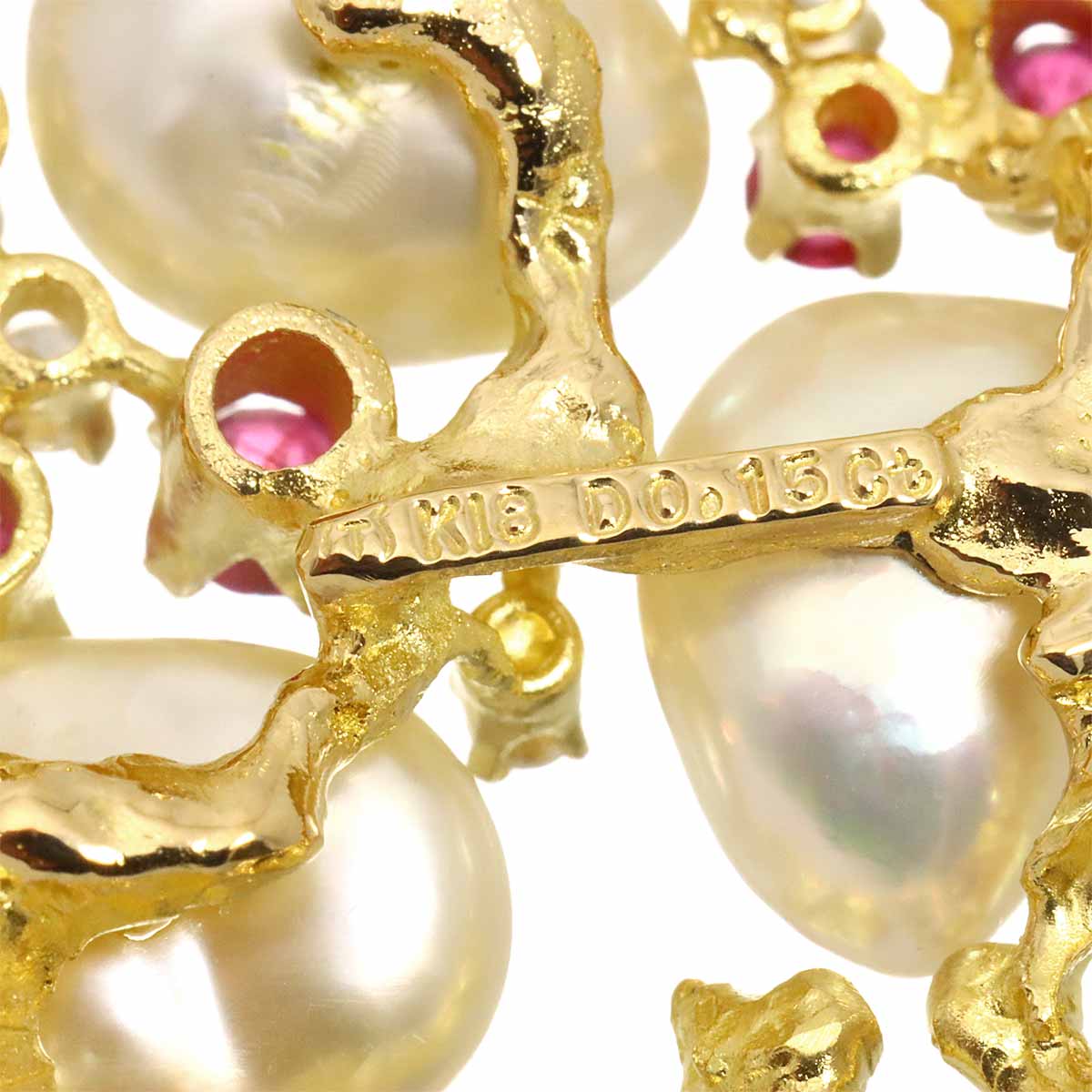 Freshwater pearl Diamond Ruby Pendant Top 18K YG 750