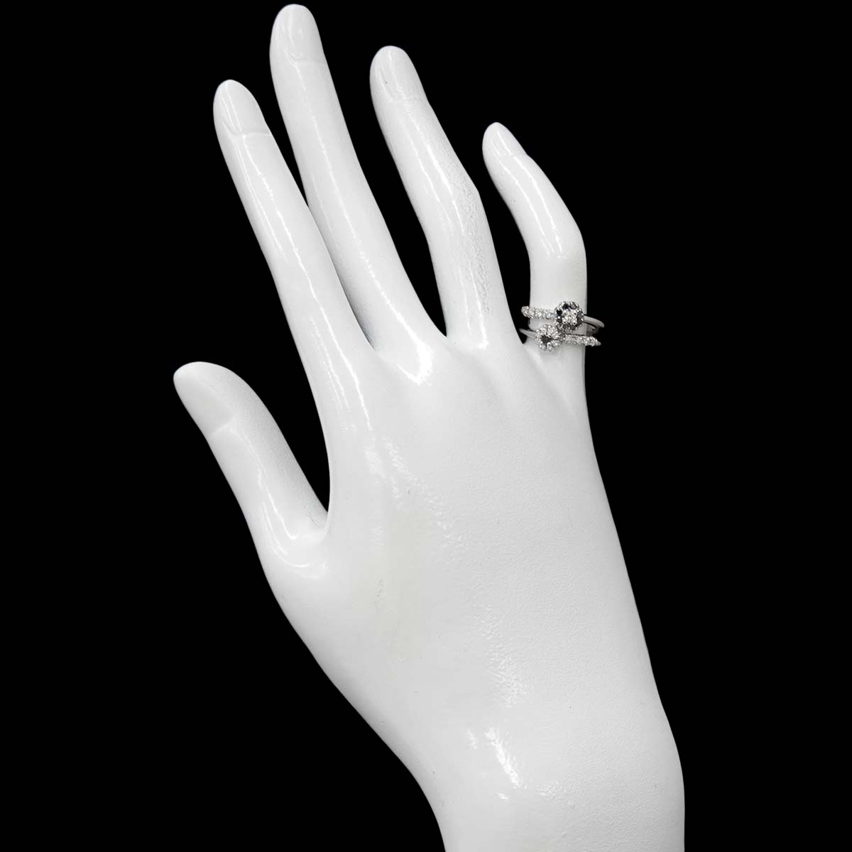 Diamond 0.21ct/0.14ct Ring 18K WG 750 Size3.25(US)