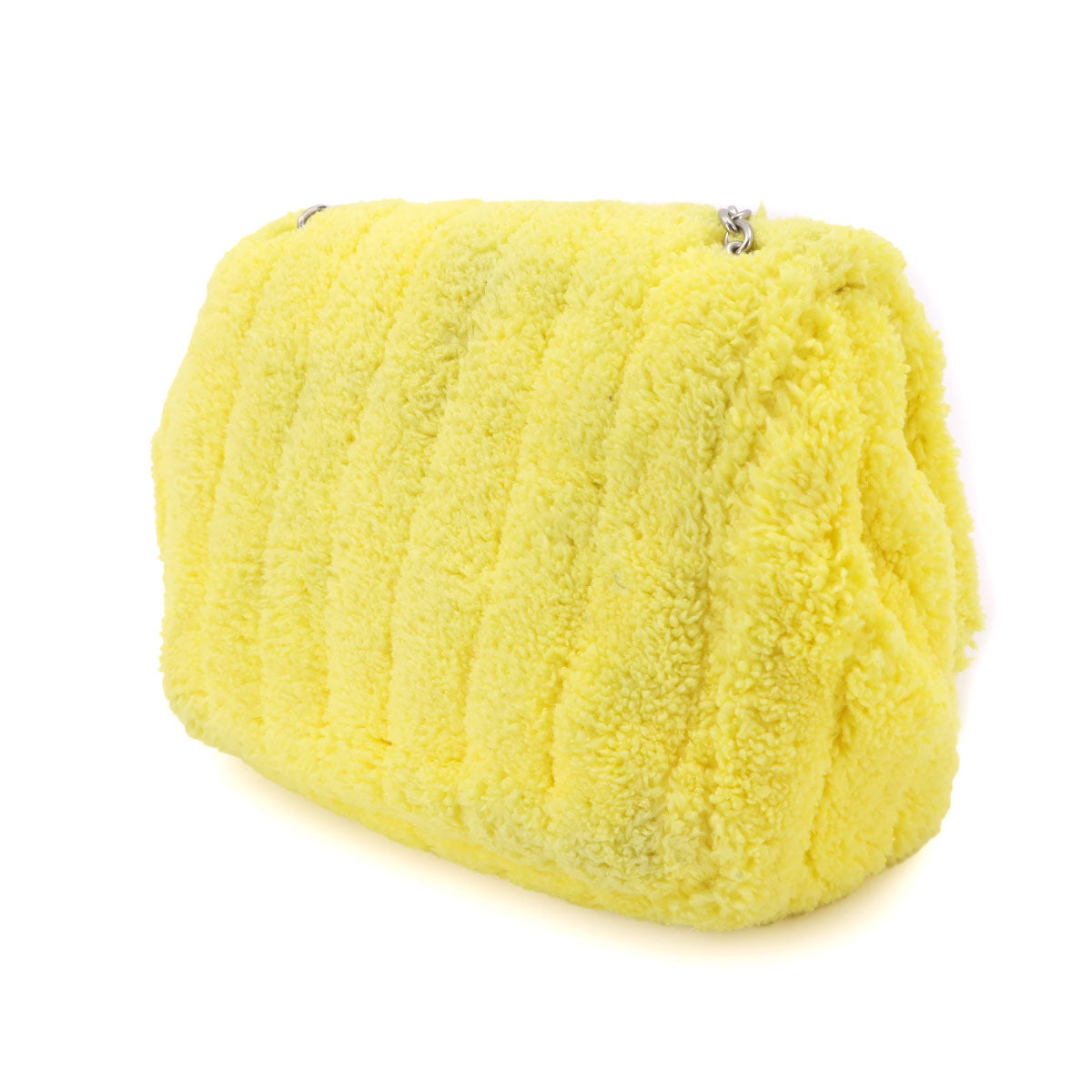 Monaco Chain Shoulder Bag Pile Fabric Yellow 781672