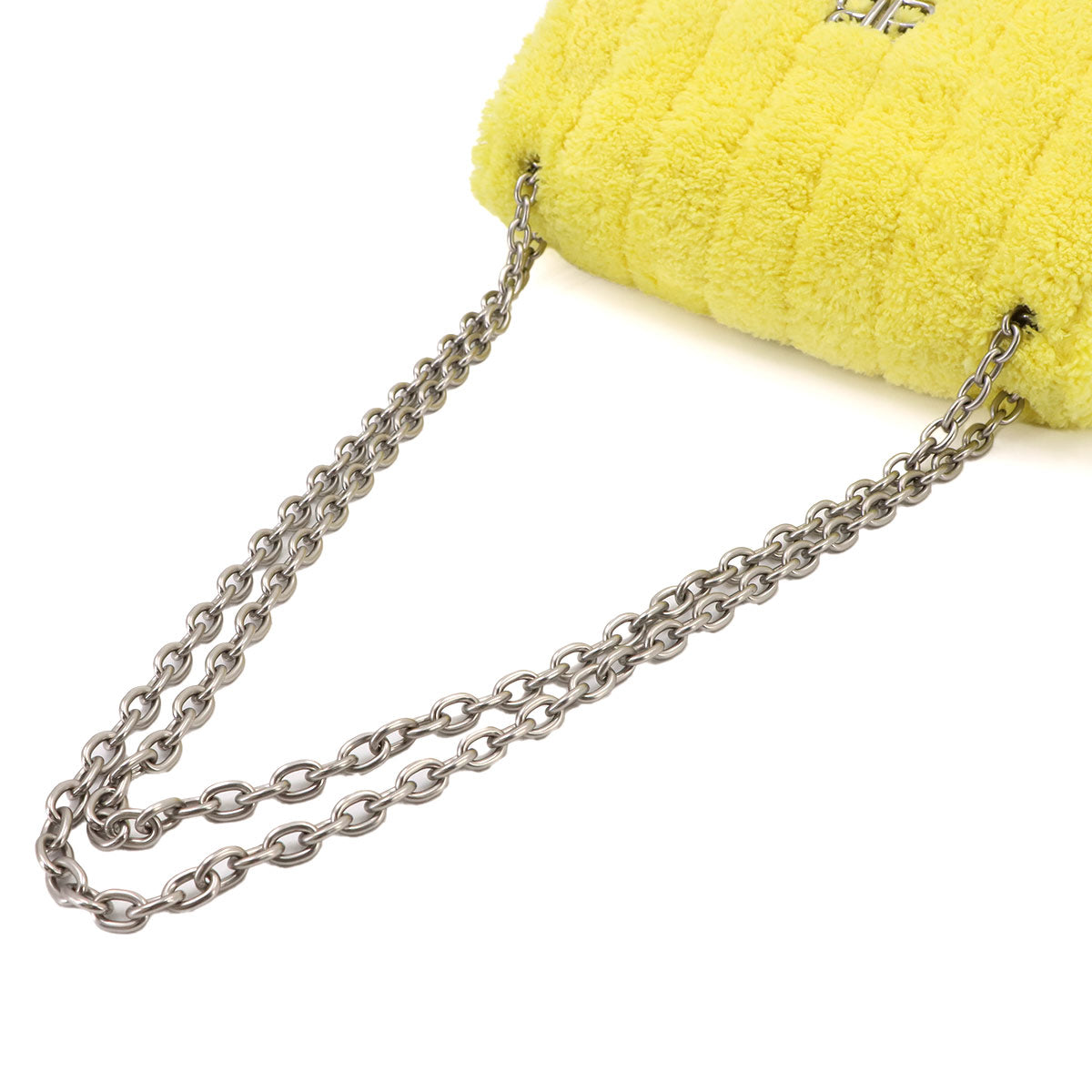 Monaco Chain Shoulder Bag Pile Fabric Yellow 781672