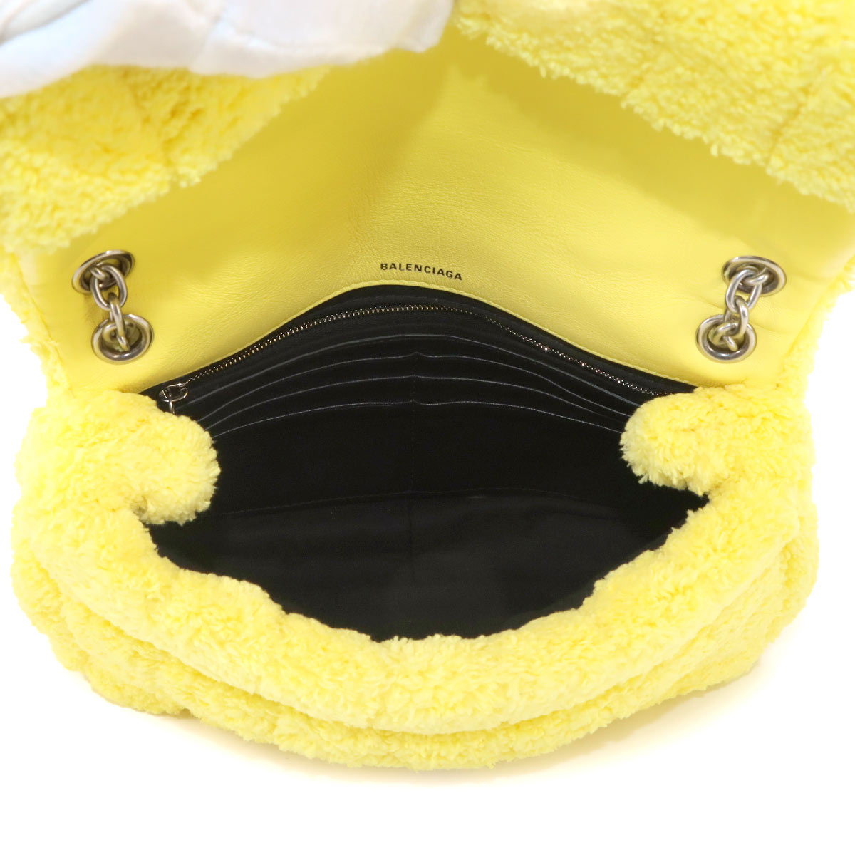 Monaco Chain Shoulder Bag Pile Fabric Yellow 781672