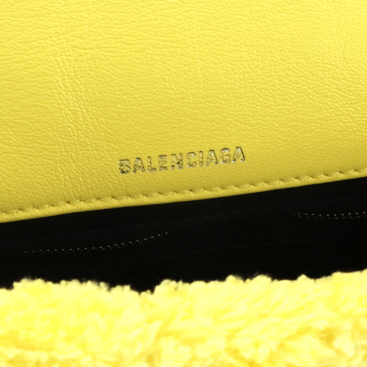 Monaco Chain Shoulder Bag Pile Fabric Yellow 781672