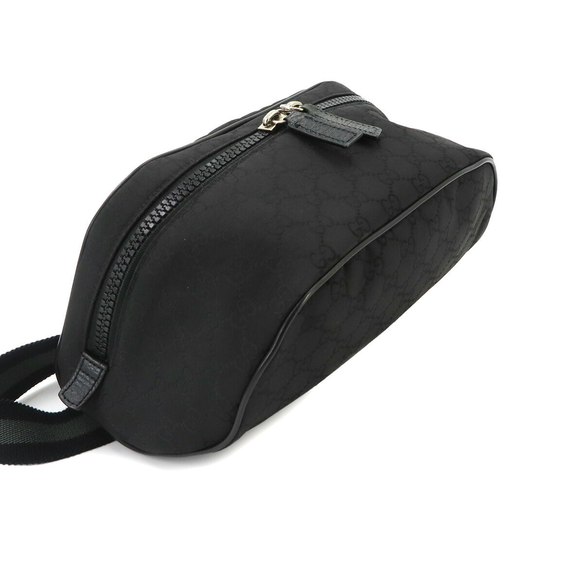 Crossbody Waist Bag GG Nylon Leather Black 449182 Purse