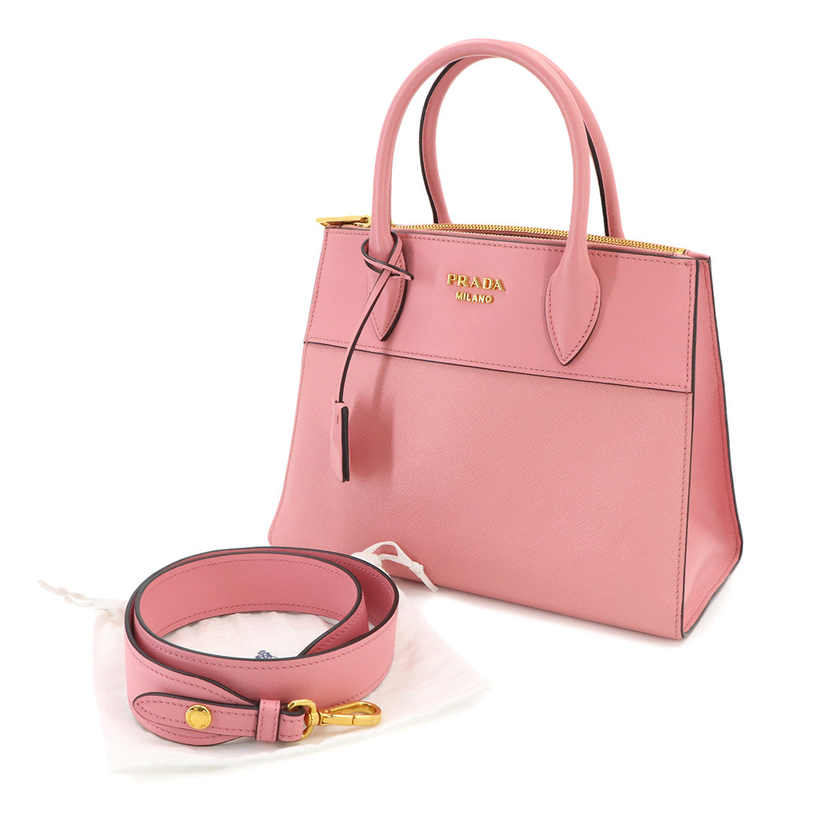 2way Hand Shoulder Bag Saffiano Leather Pink 1BA103