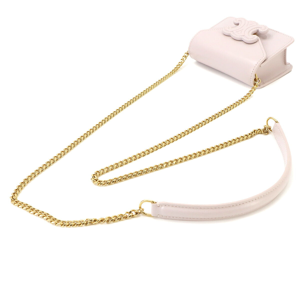 Triomphe Chain Shoulder Bag Leather Pink Purse