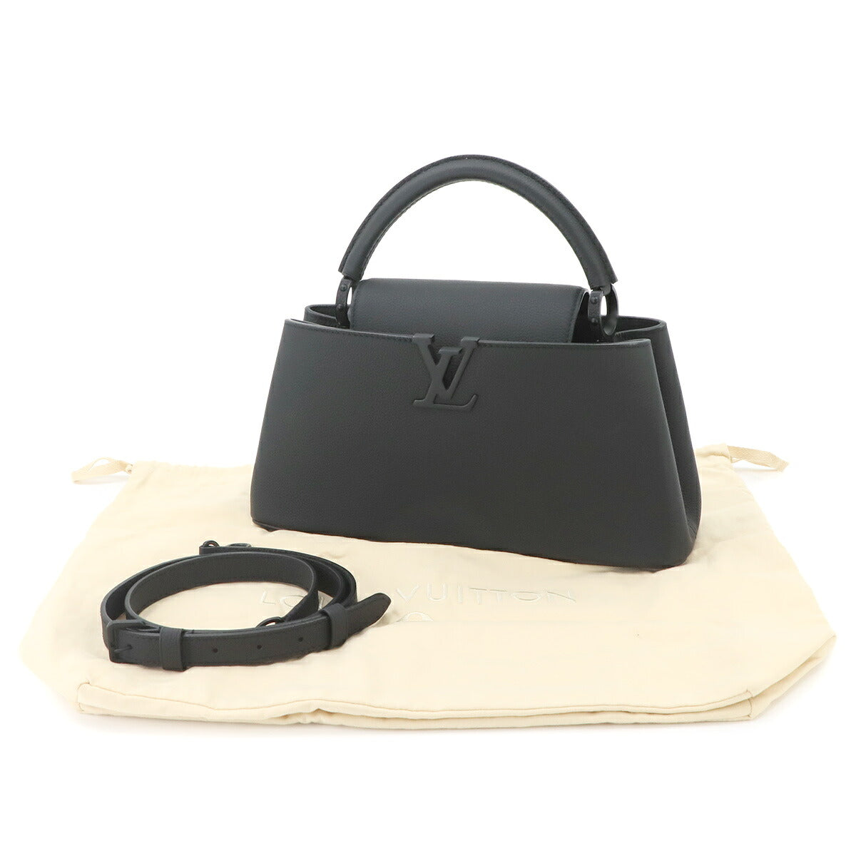 Capucines EW MM Hand Shoulder Bag Taurillon Leather Black