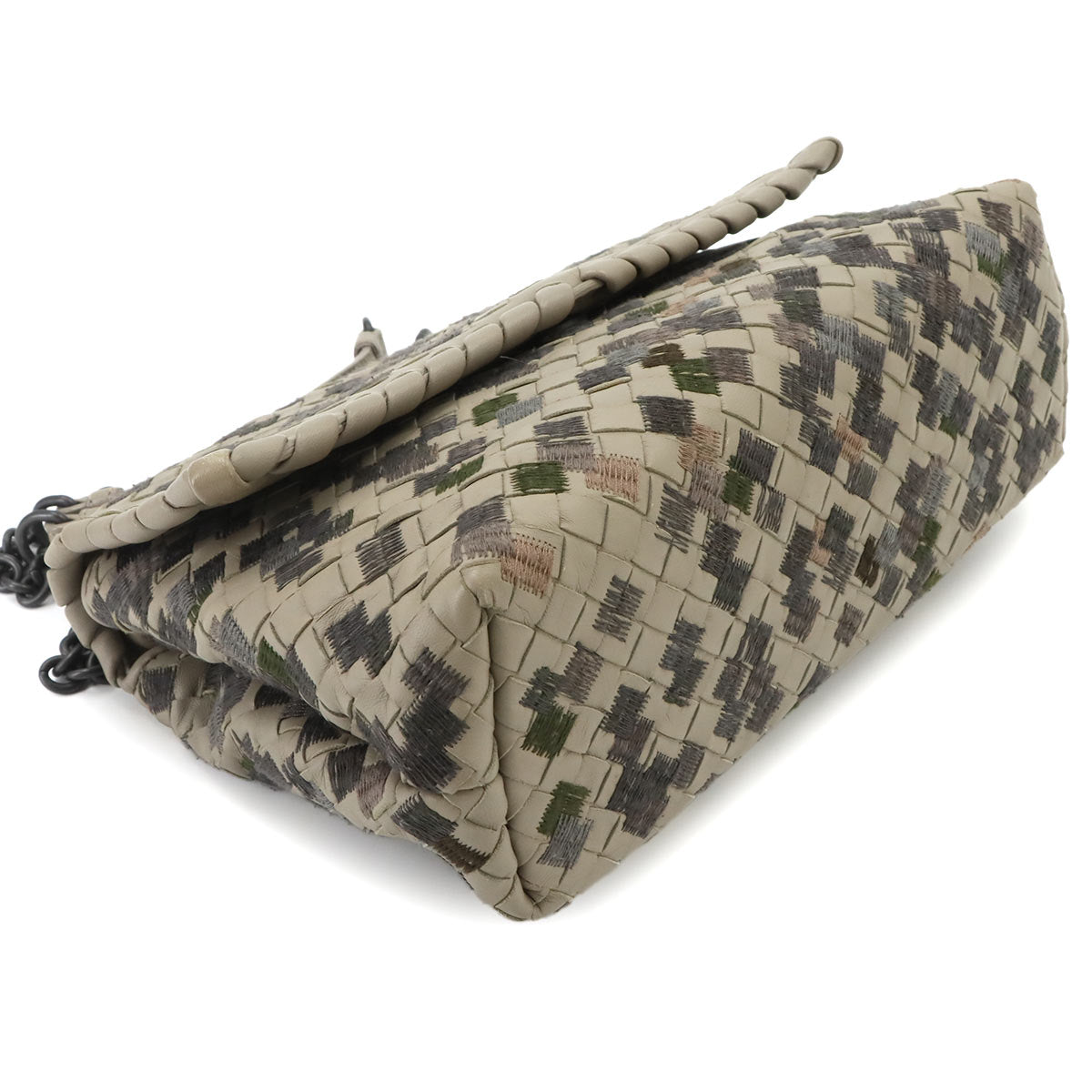 Intrecciato Shoulder Bag Beige Gray Purse