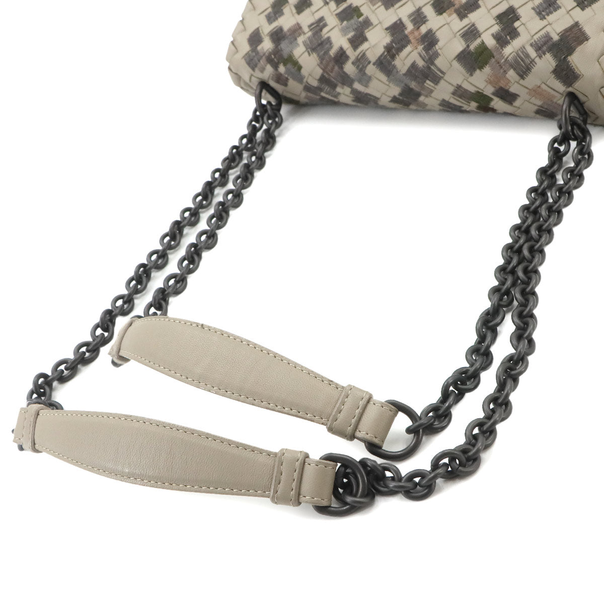 Intrecciato Shoulder Bag Beige Gray Purse
