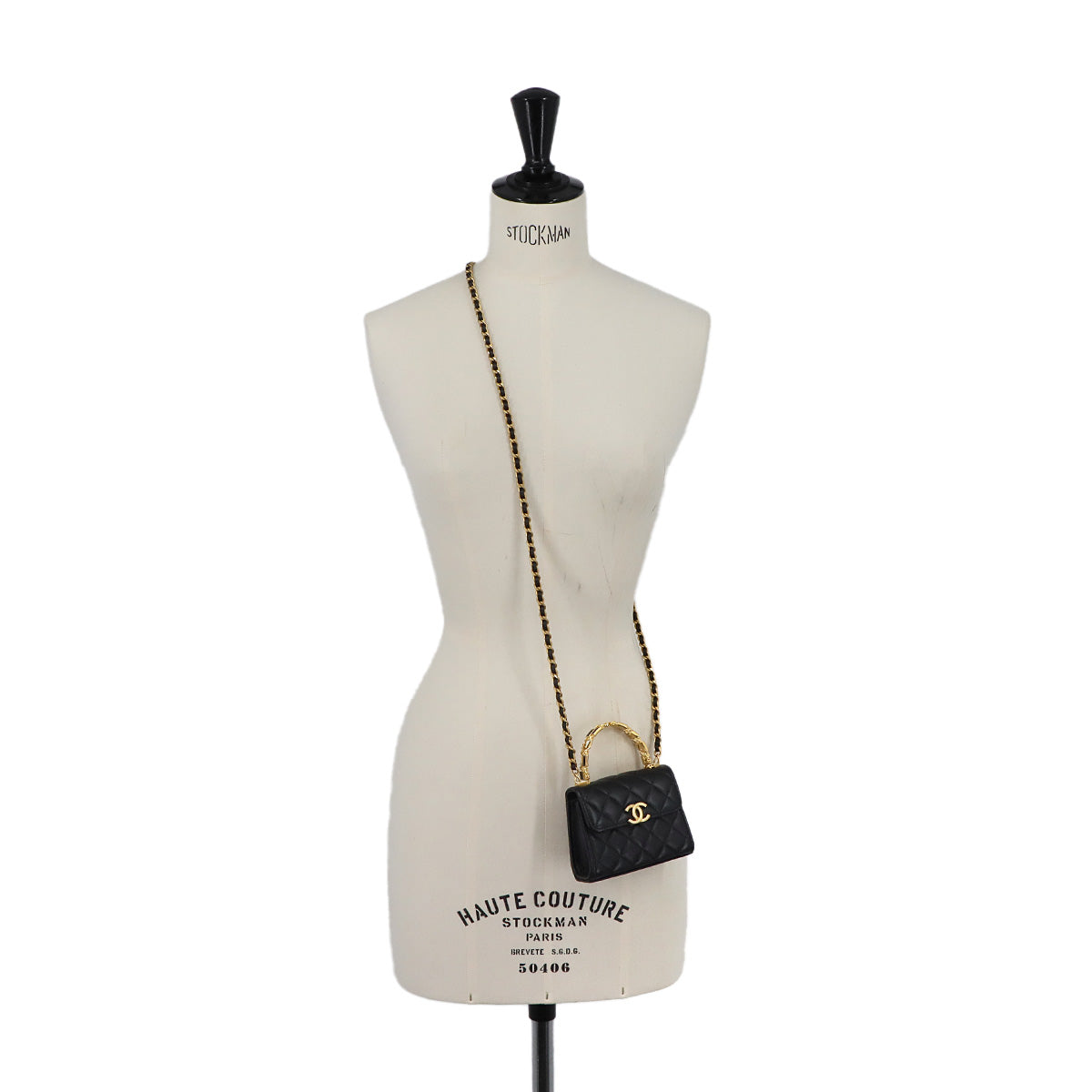 Matelasse Chain Clutch Hand Shoulder Bag Leather Black AP2944