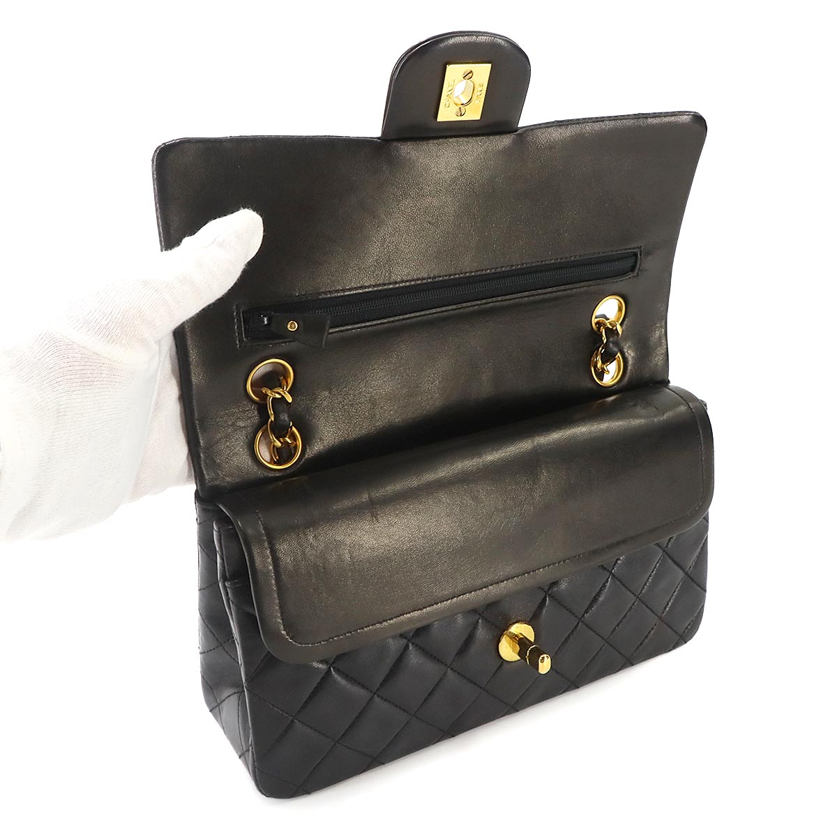 Matelasse 23 Chain Shoulder Bag Leather Black A01113 Vintage