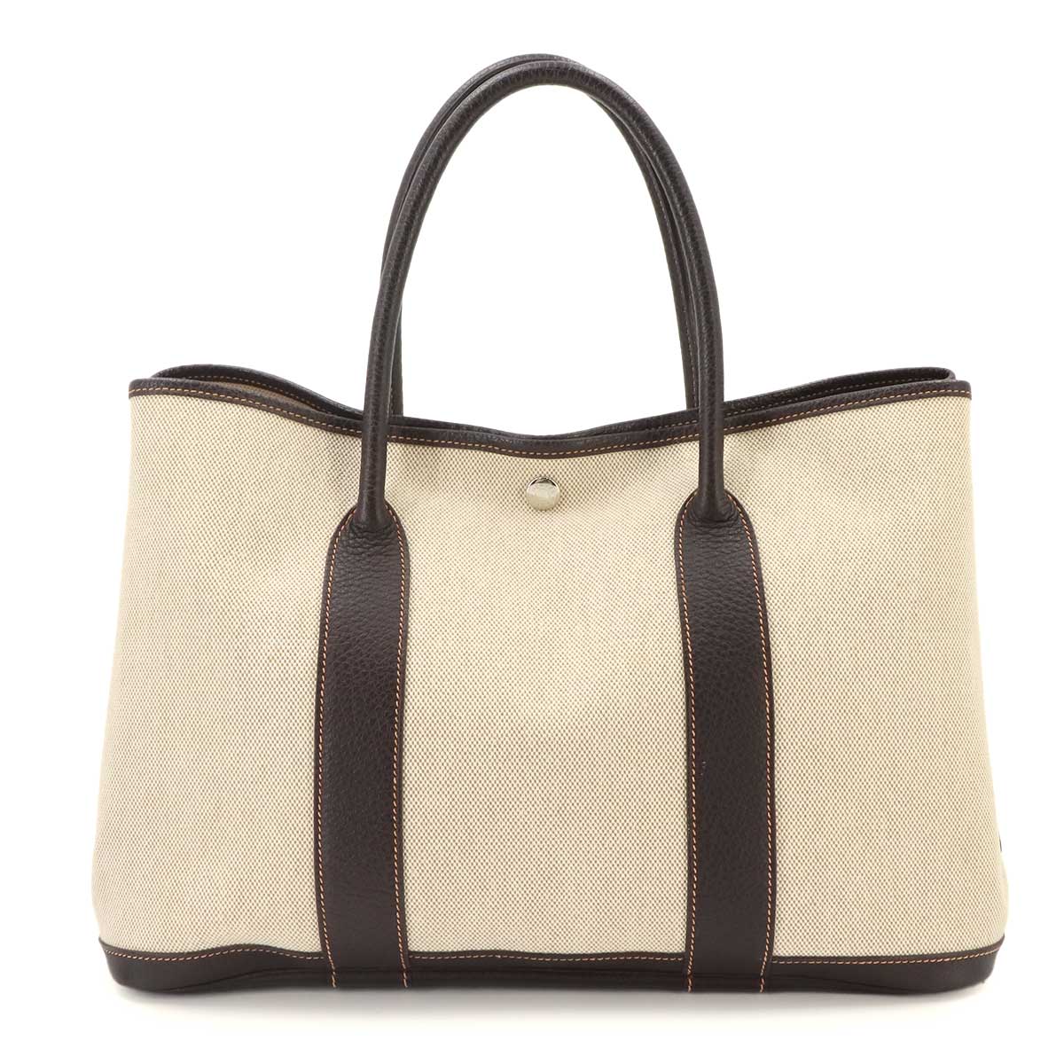 Garden Party PM Tote Bag Toile H Leather Natural Marron Purse