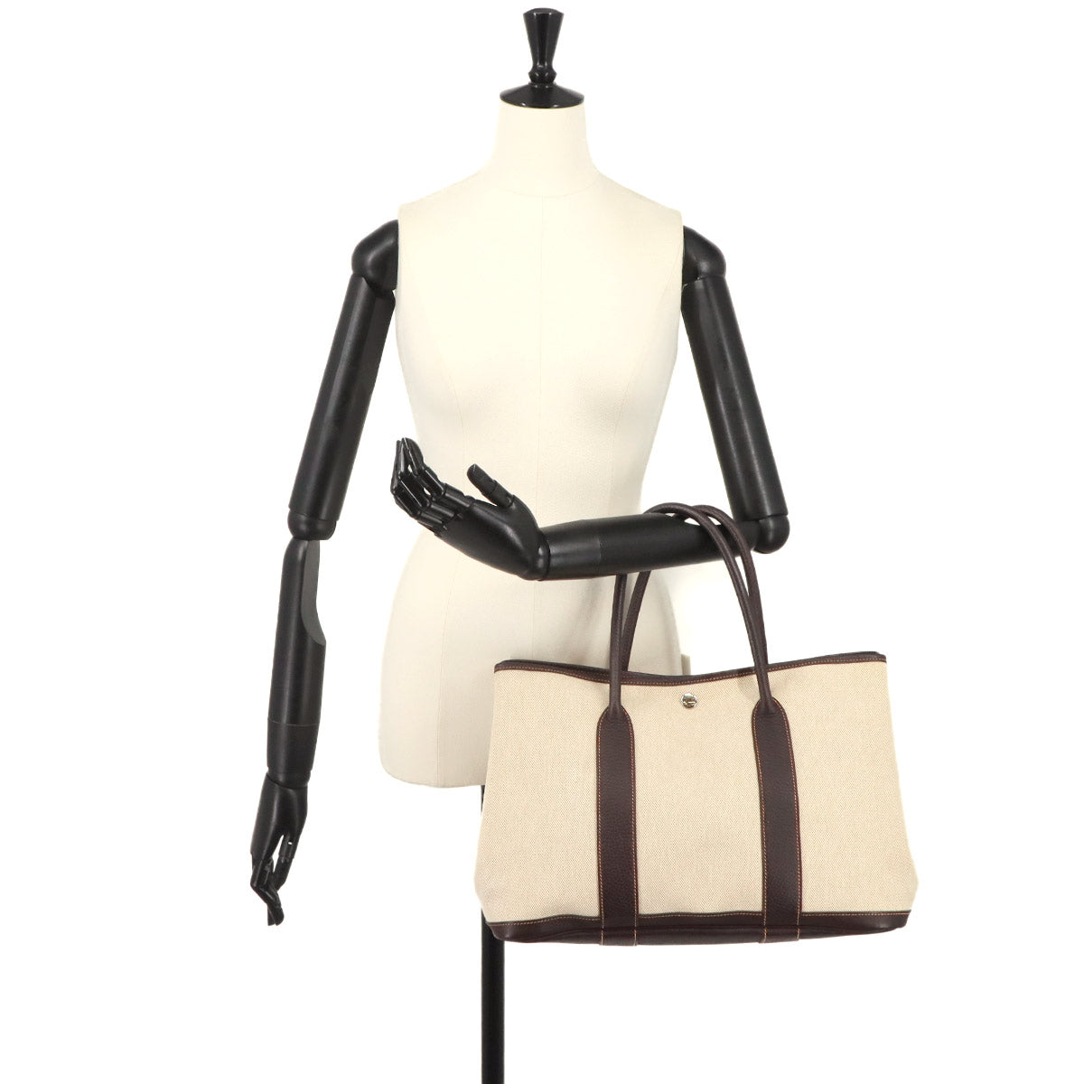 Garden Party PM Tote Bag Toile H Leather Natural Marron Purse
