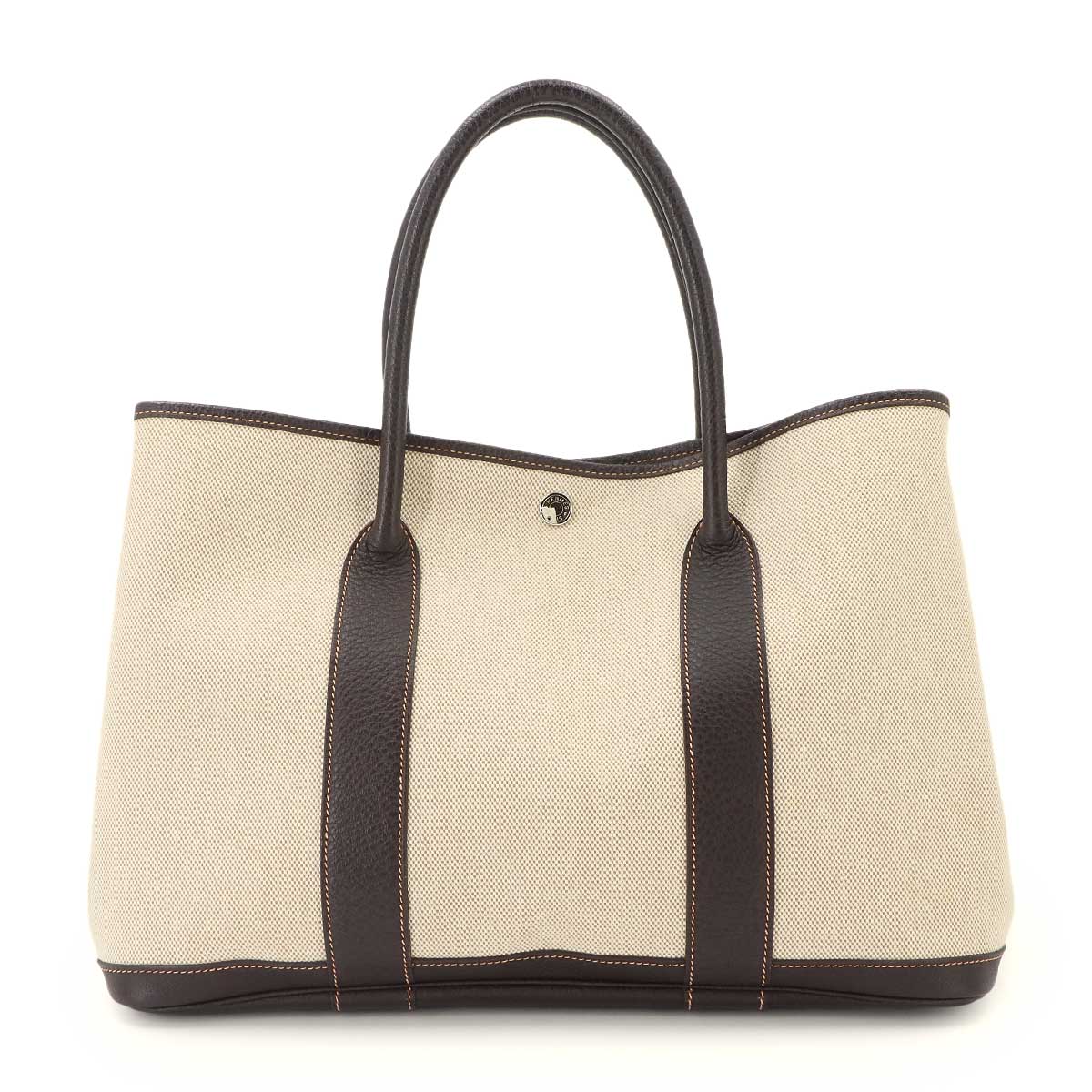 Garden Party PM Tote Bag Toile H Leather Natural Marron Purse