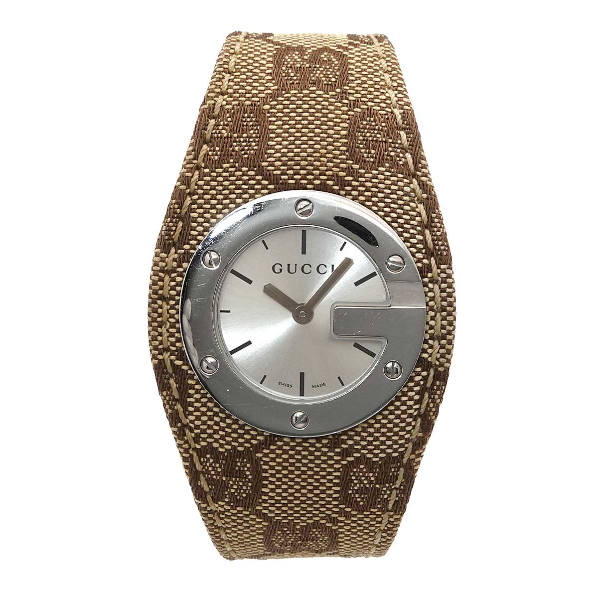 G Bandeau 104 Bezel Quartz Silver Dial Ladies
