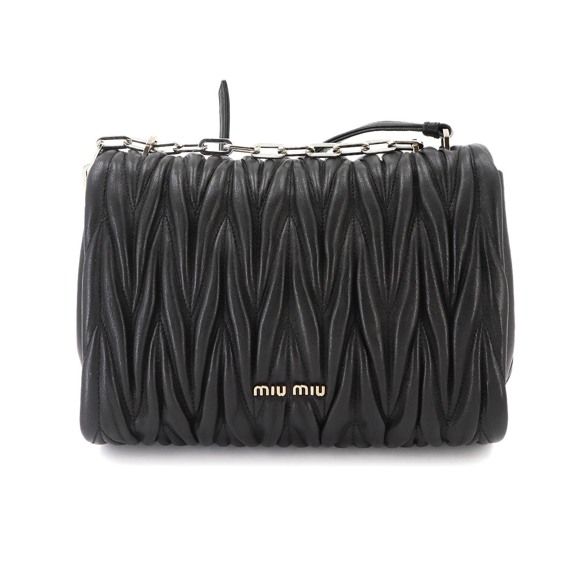 Matelasse Chain Shoulder Bag Leather Nero 5BD002 Purse