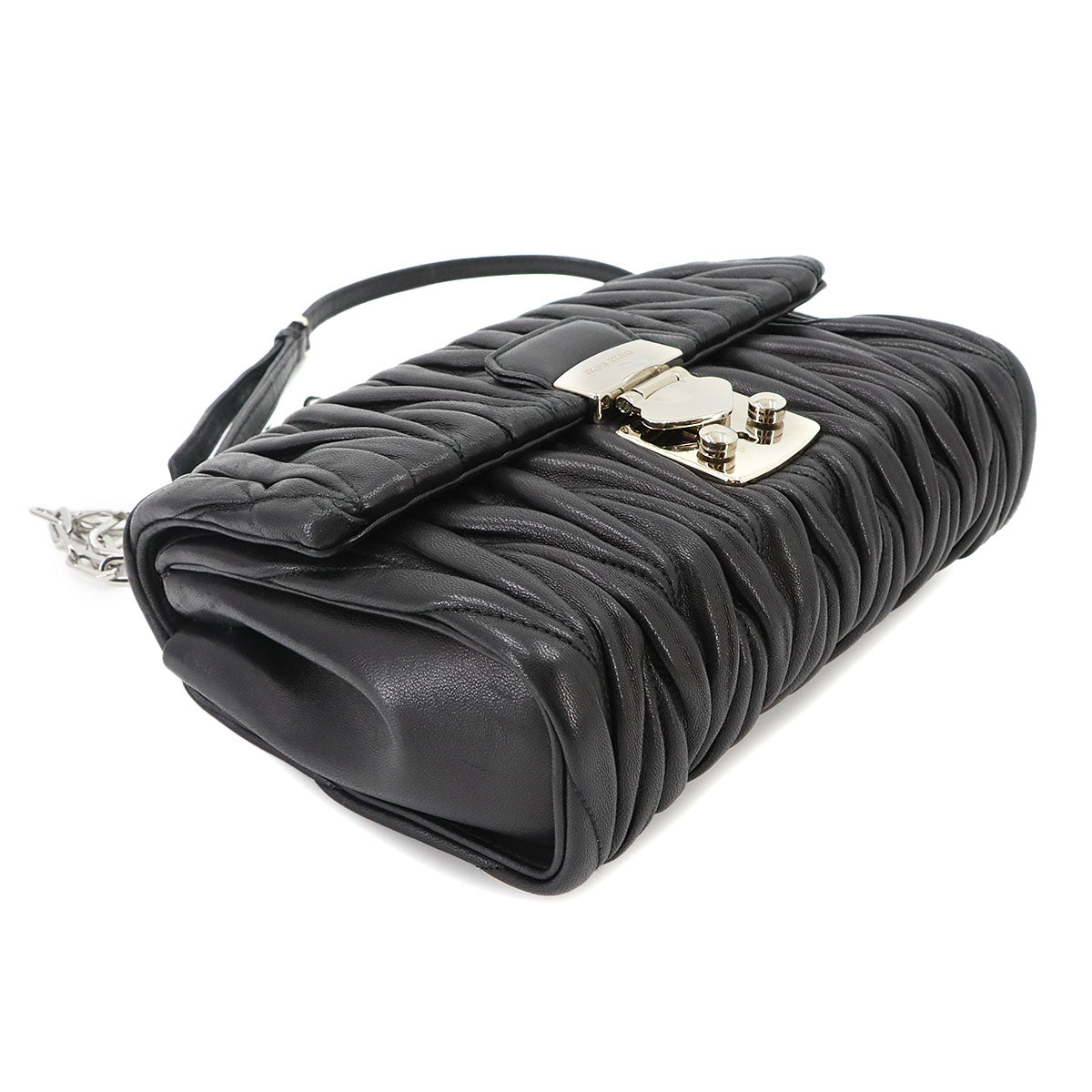 Matelasse Chain Shoulder Bag Leather Nero 5BD002 Purse