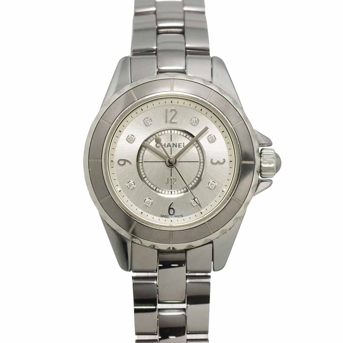 J12 Chromatic 29mm H3401 8P Diamond Quartz Silver Dial Ladies
