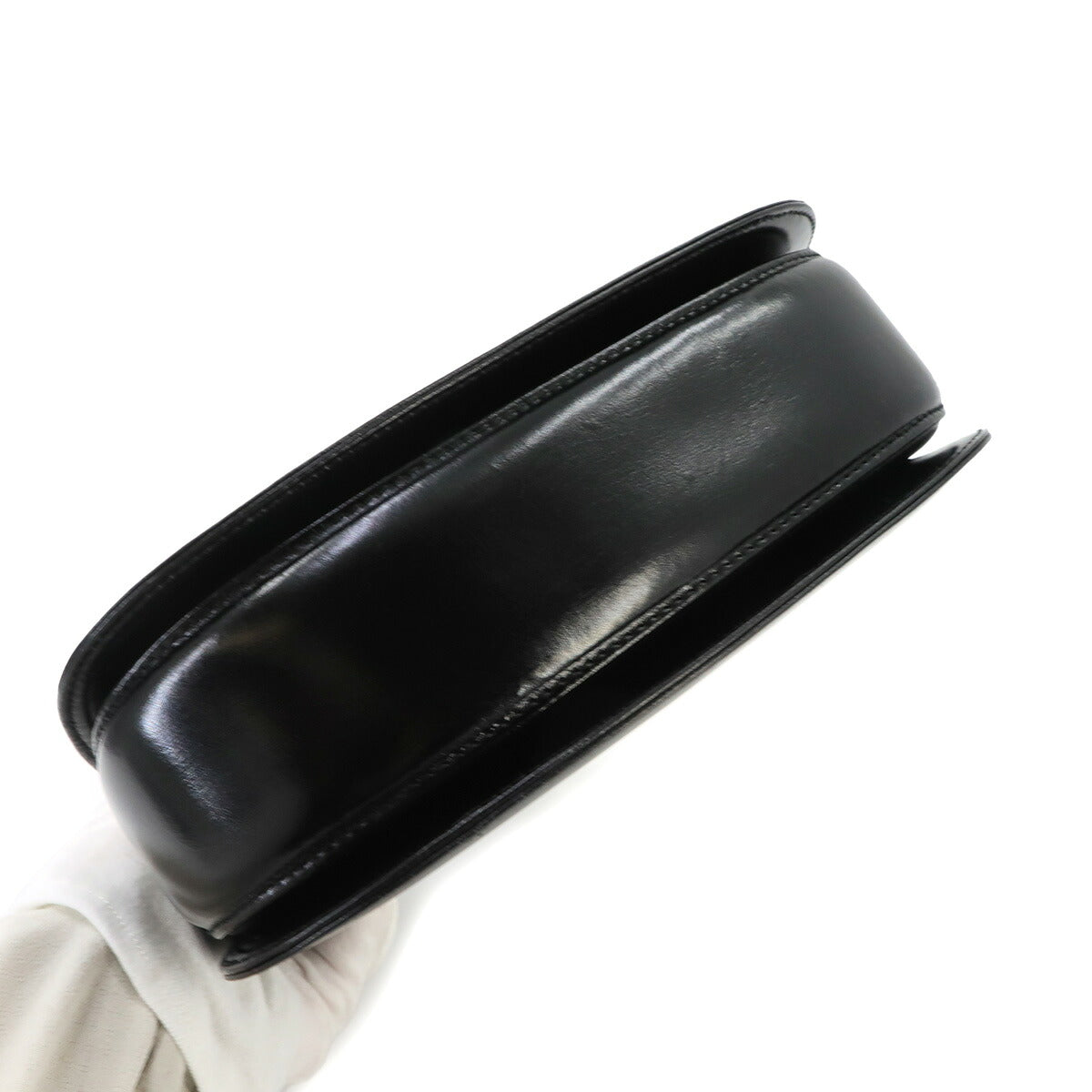 Bamboo 2way Hand Shoulder Bag Leather Black Purse