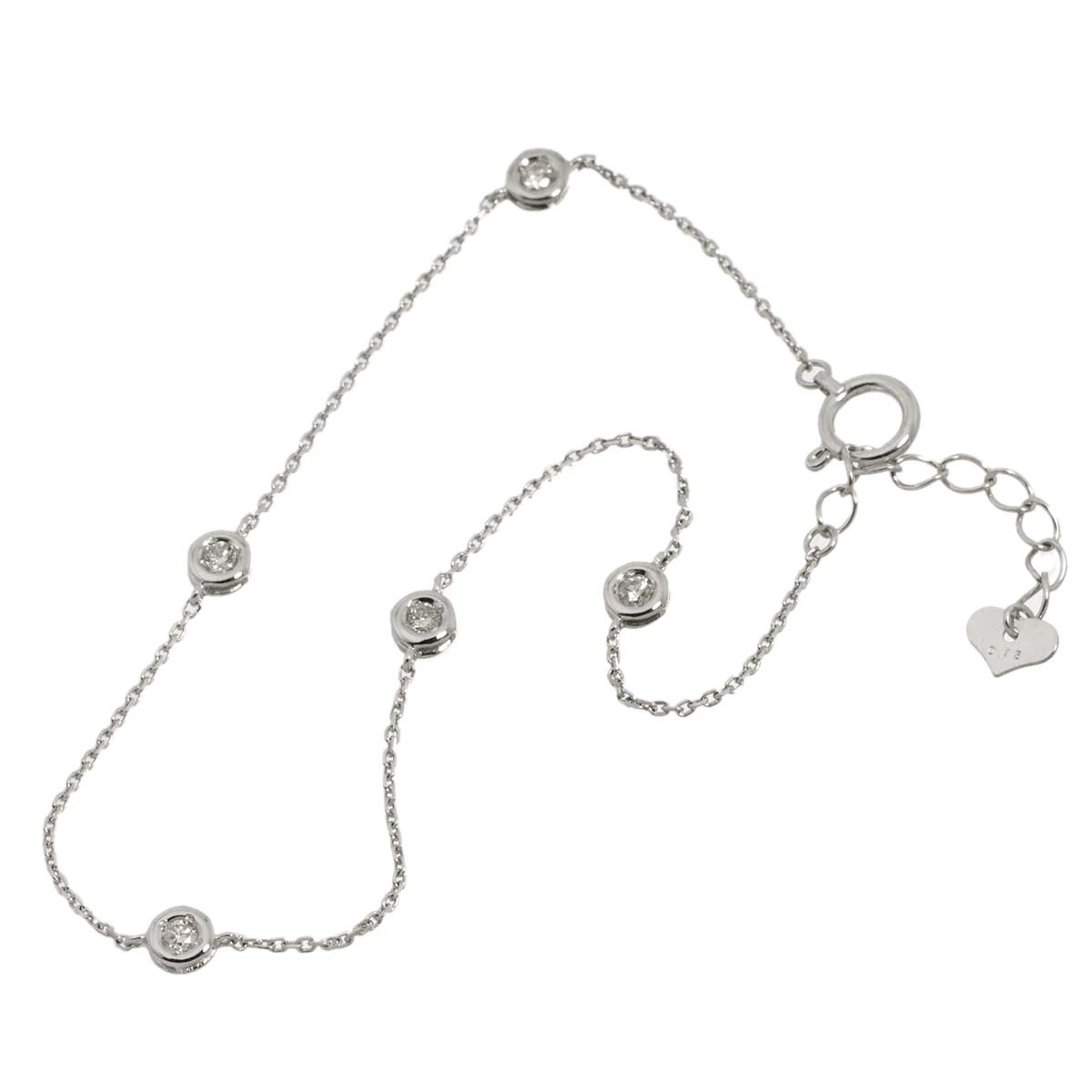 Diamond 0.12ct Bracelet 18K K18 WG White Gold 750