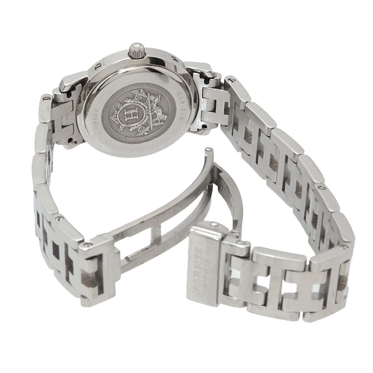 HERMES Clipper Nacle CL4.210 Quartz Date Pink Dial Ladies Watch