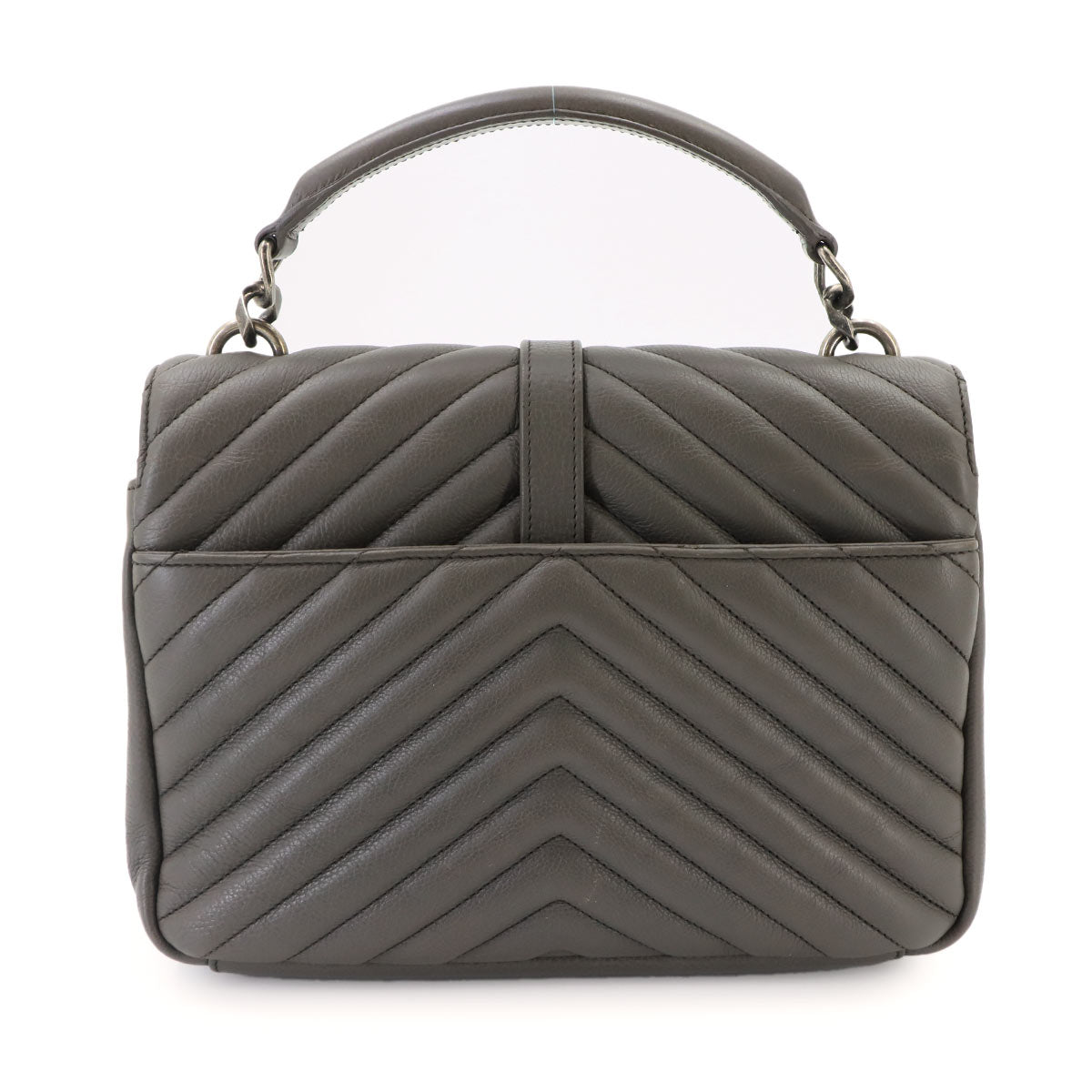 College 2way Hand Chain Shoulder Bag Leather Gray 428056
