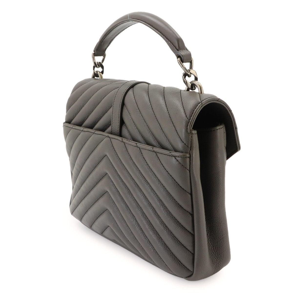 College 2way Hand Chain Shoulder Bag Leather Gray 428056