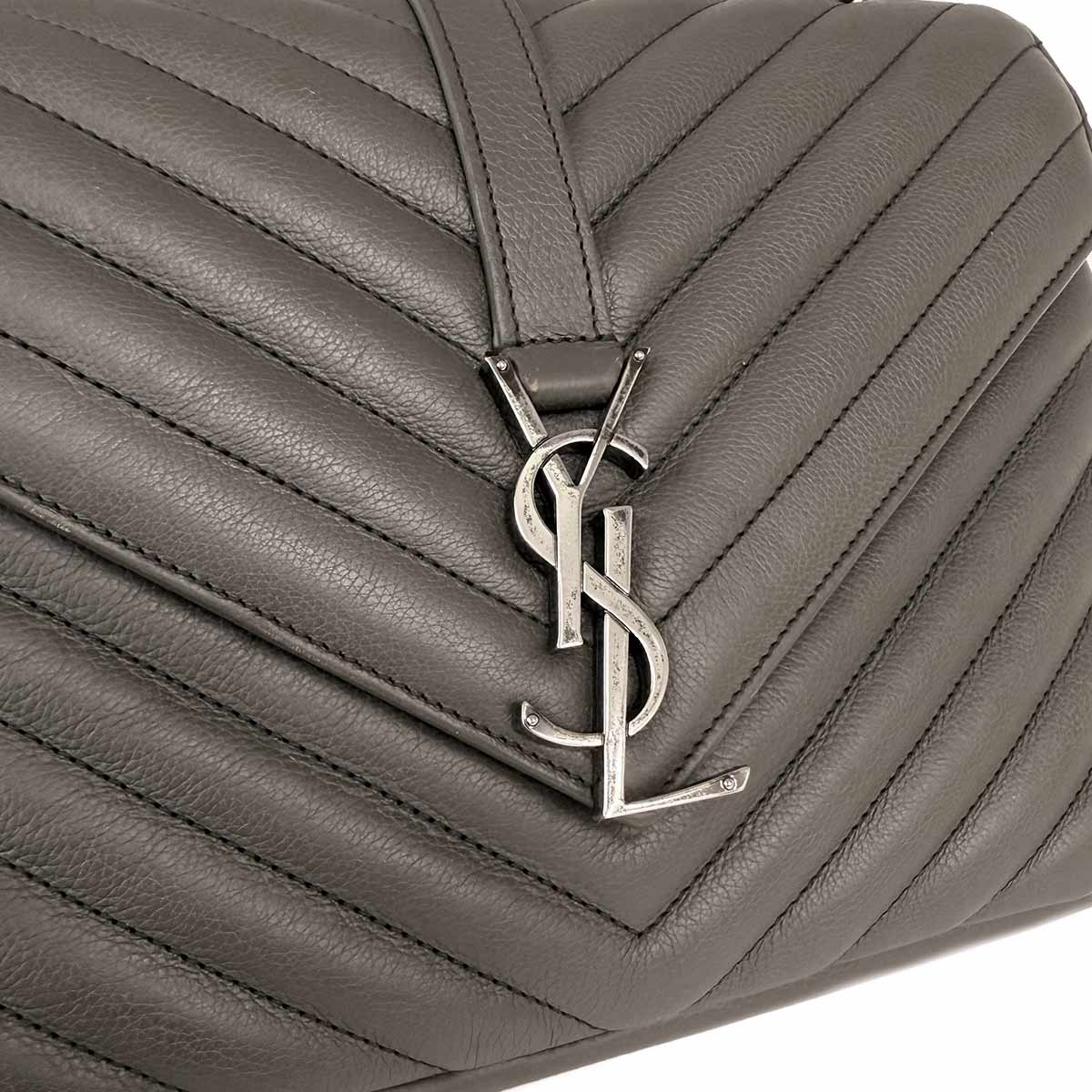 College 2way Hand Chain Shoulder Bag Leather Gray 428056