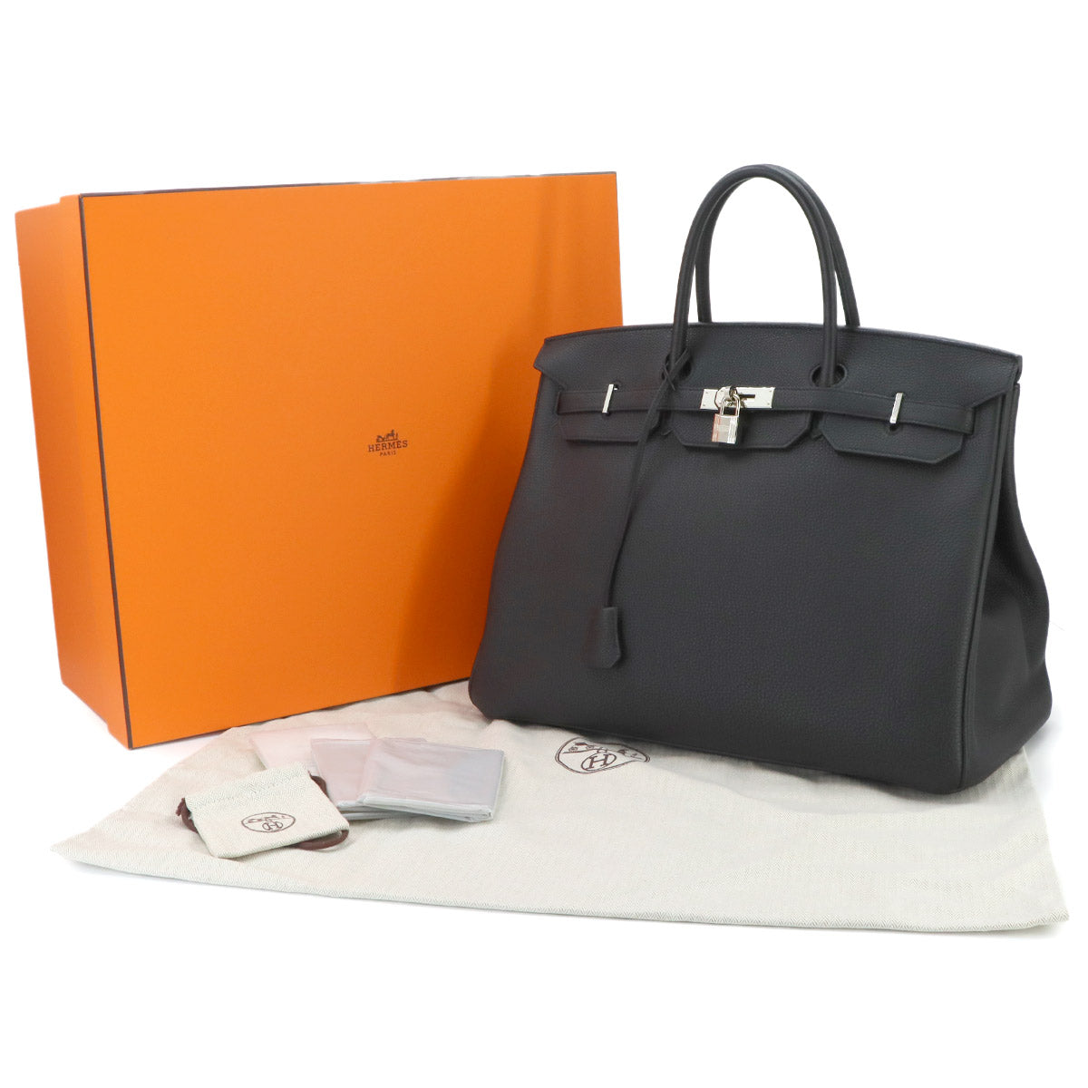 Birkin 40 Veau Togo Black Hand Bag Purse