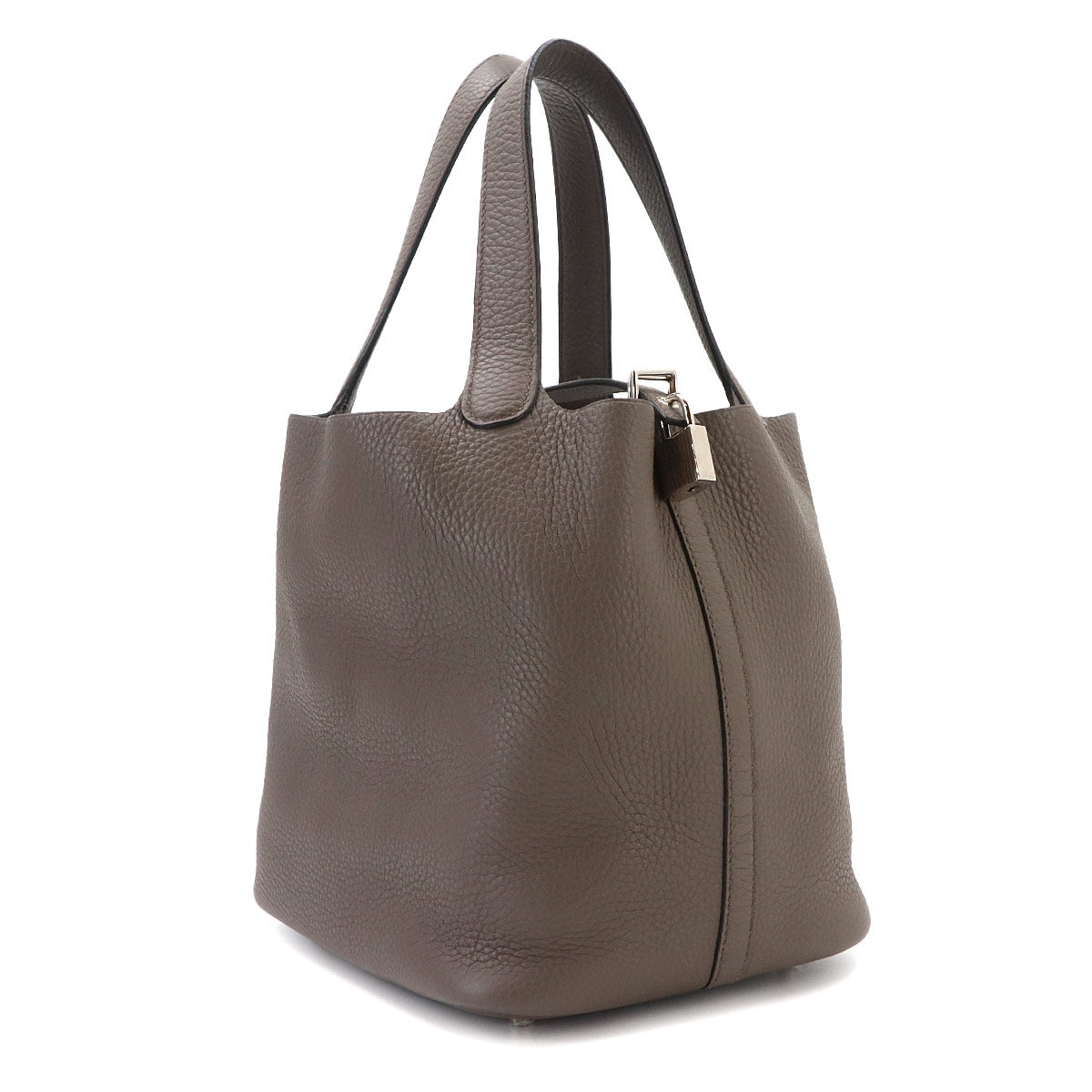 Picotin Lock MM Hand Bag Taurillon Clemence Etain Purse