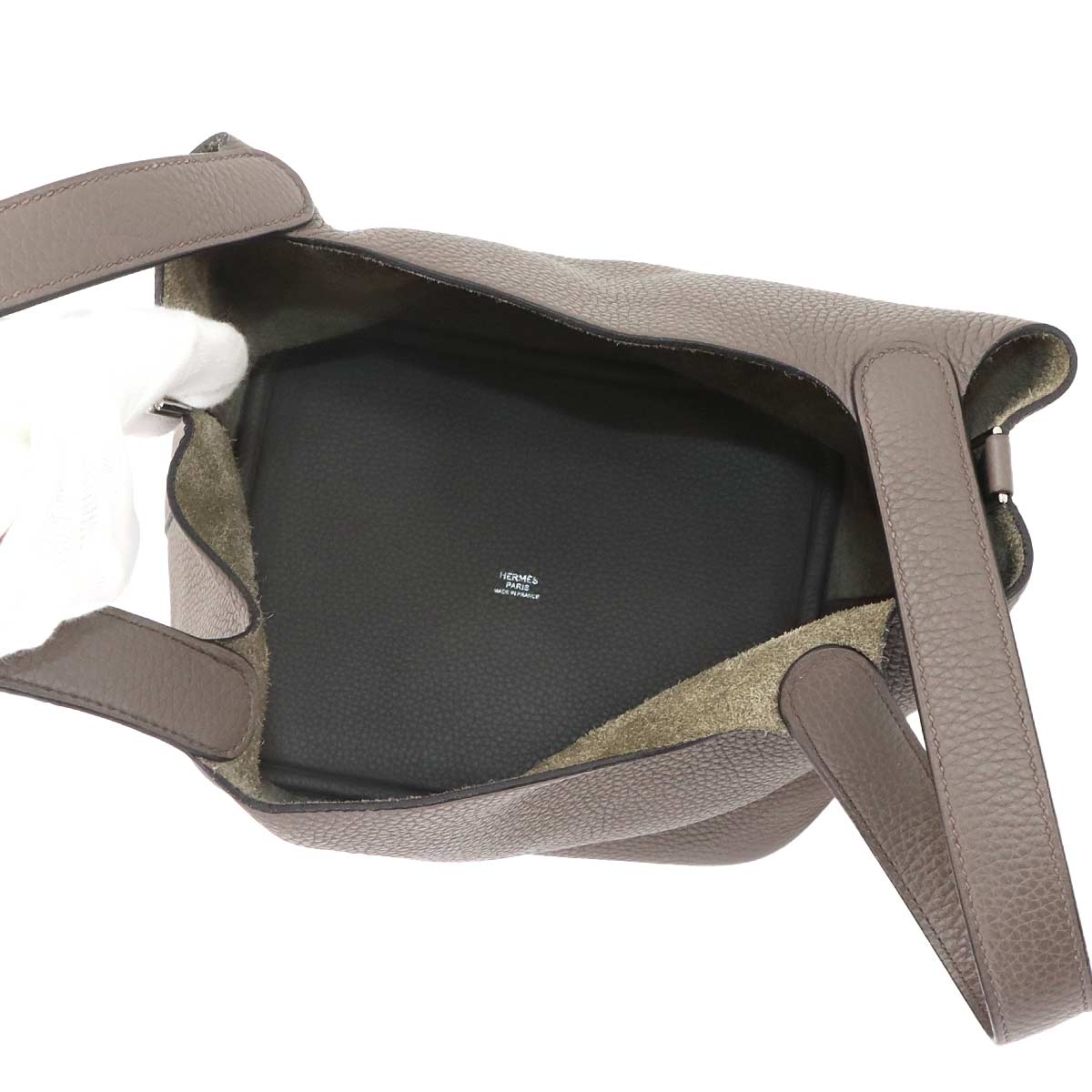 Picotin Lock MM Hand Bag Taurillon Clemence Etain Purse