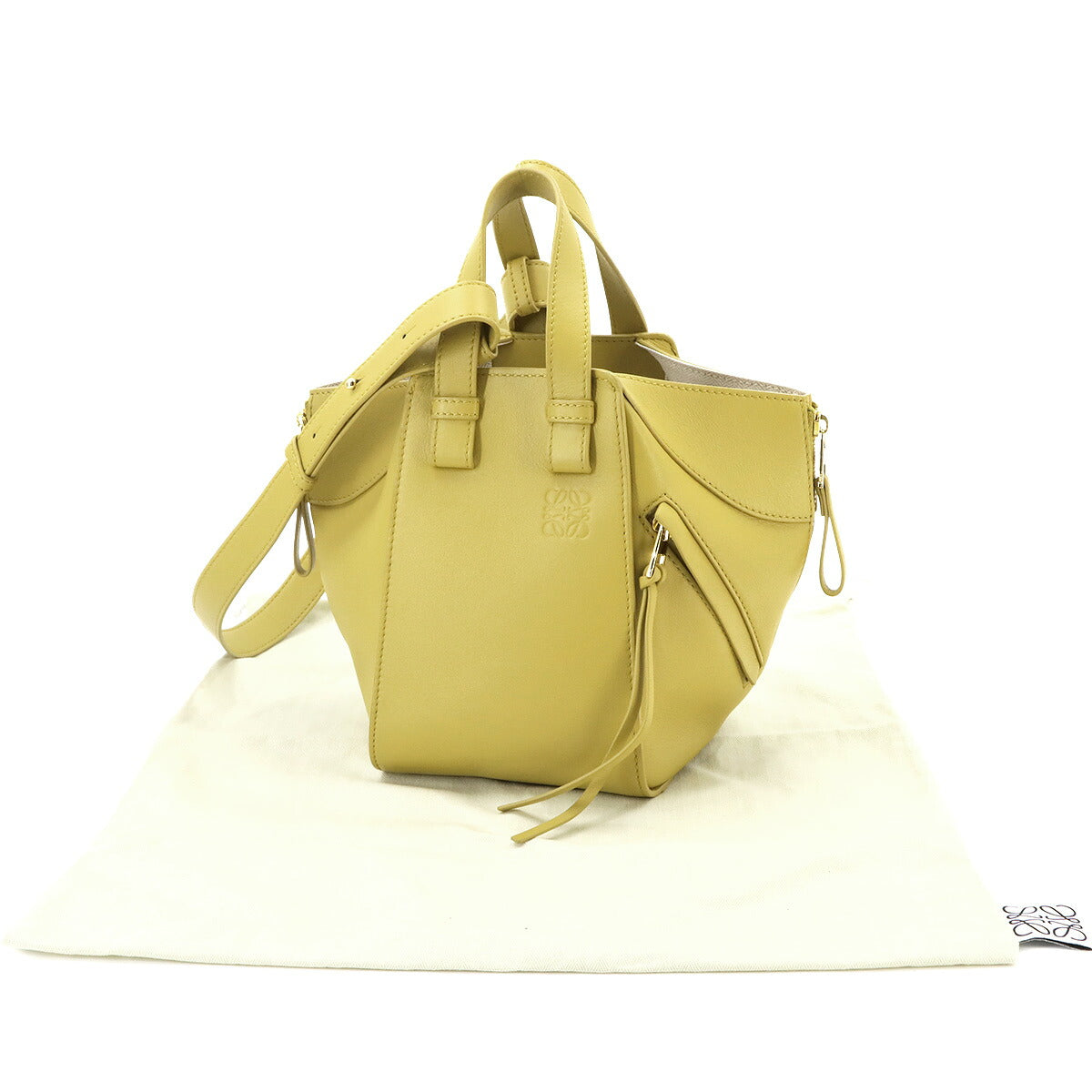 Hammock Compact 2way Hand Shoulder Bag Leather Yellow