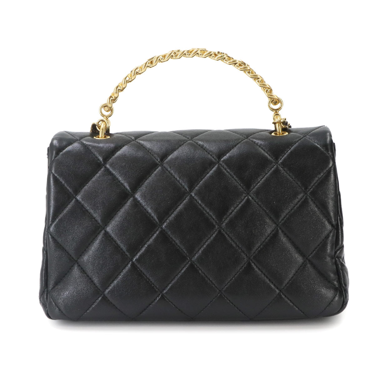 Matelasse Hand Shoulder Bag Leather Black Purse