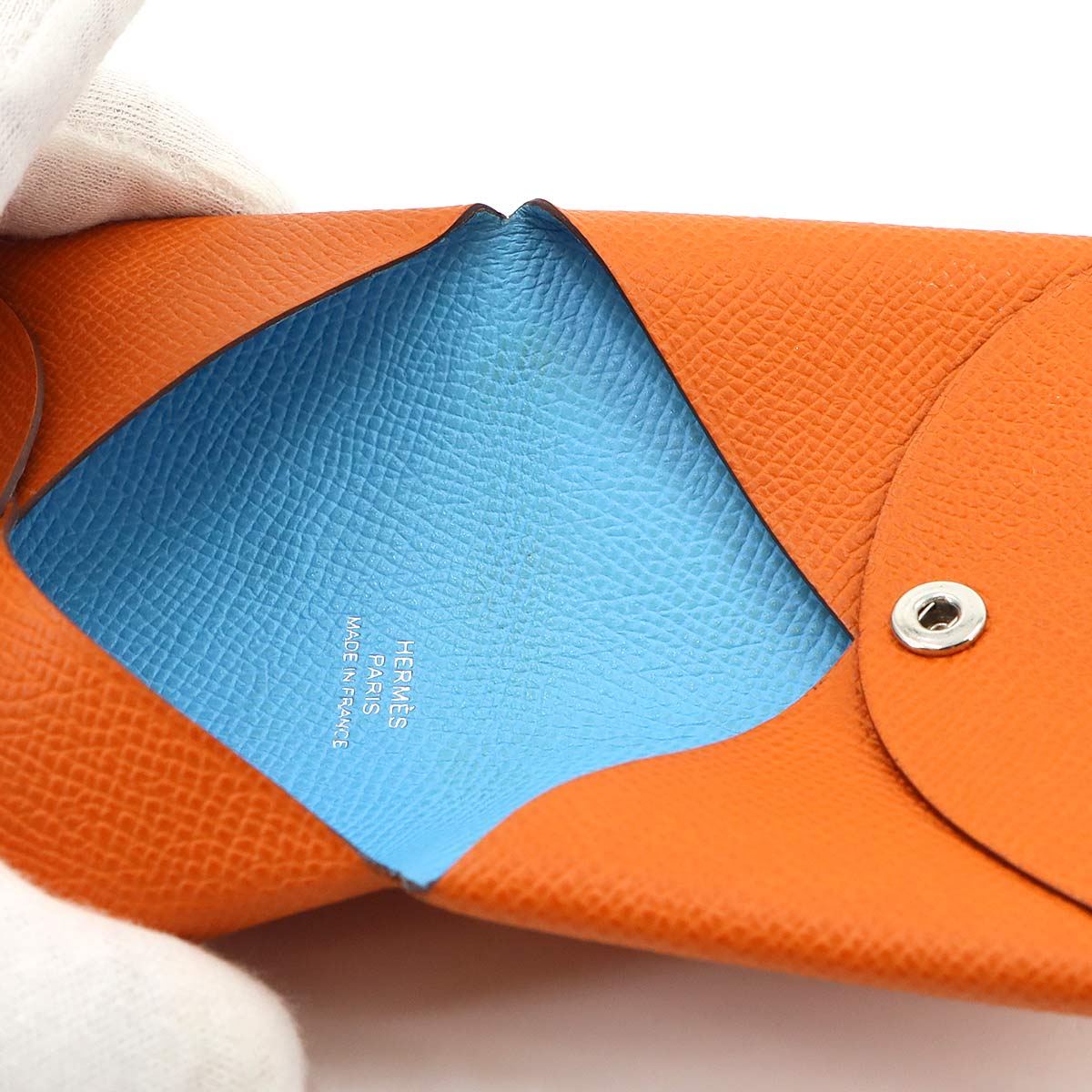 Calvi Verso Card Case Veau Epsom Orange Celeste Purse 90336814