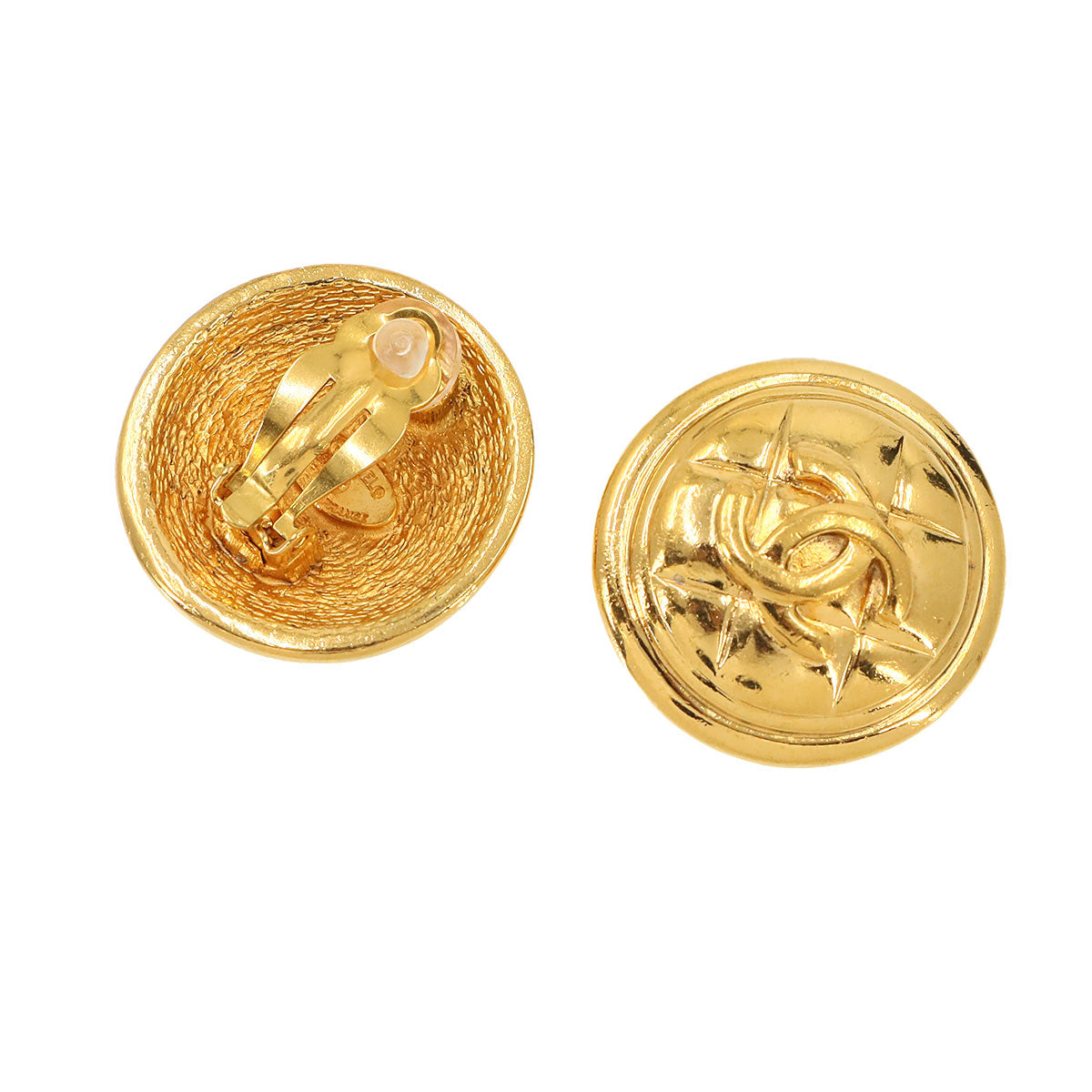 Coco Earrings Round type Gold Vintage Accessory