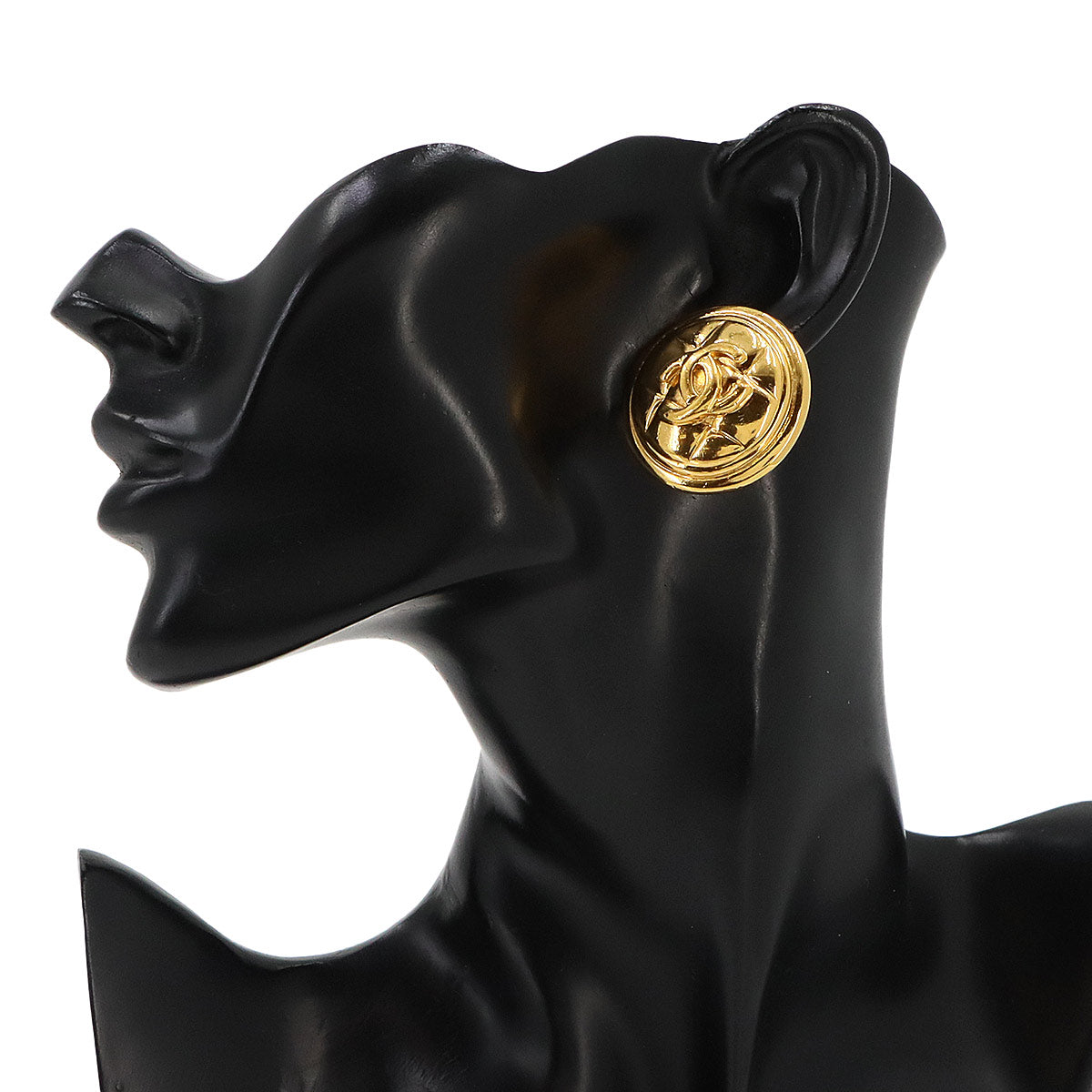 Coco Earrings Round type Gold Vintage Accessory