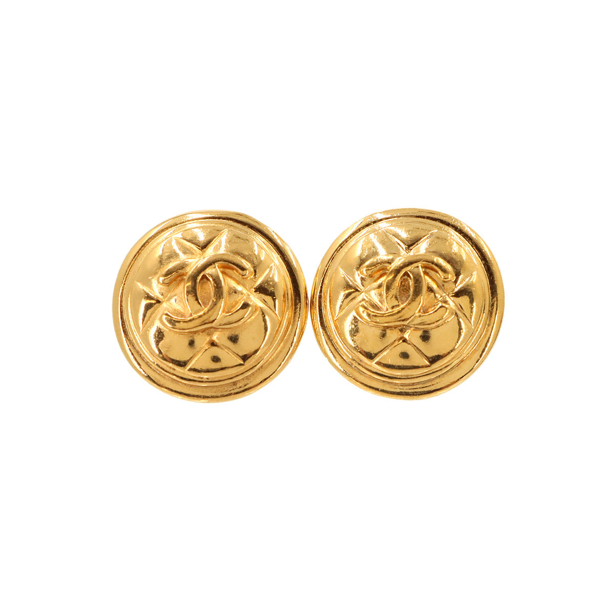 Coco Earrings Round type Gold Vintage Accessory