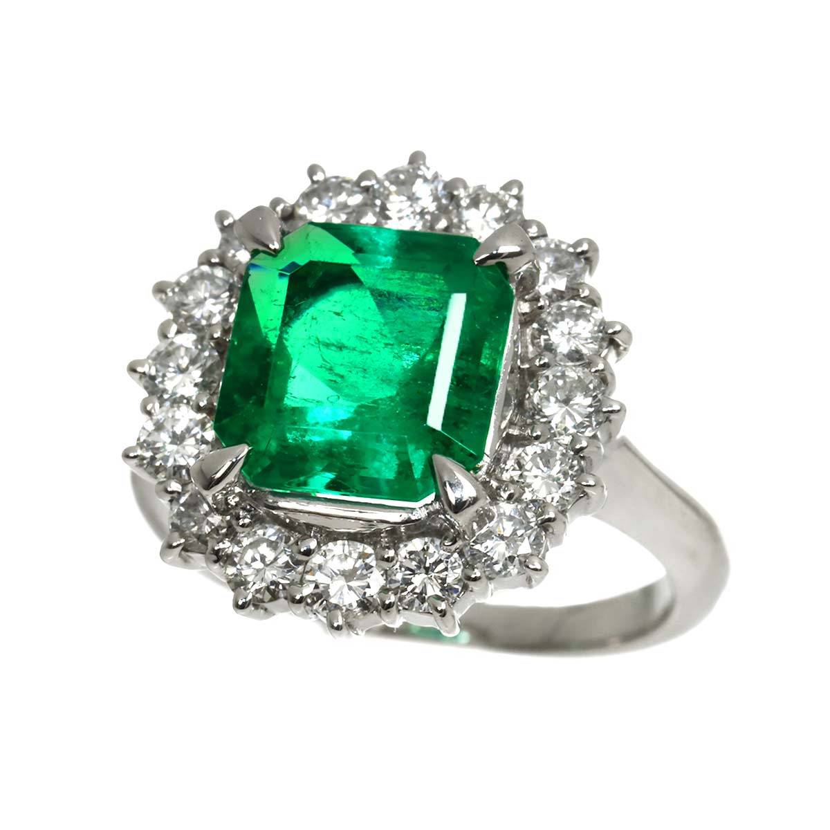 Emerald 2.70ct Diamond 1.02ct Ring Pt Platinum size5.5-5.75(US)