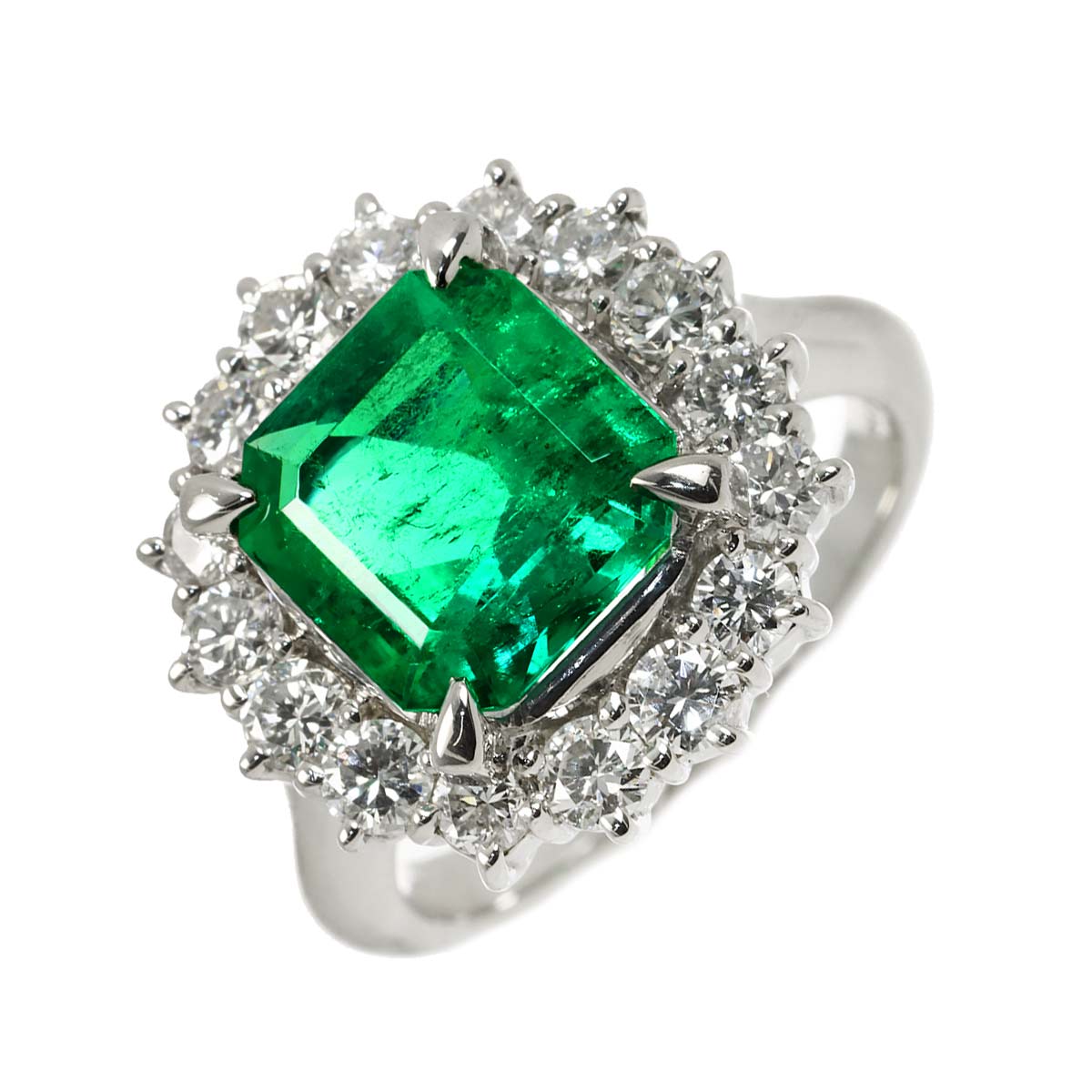 Emerald 2.70ct Diamond 1.02ct Ring Pt Platinum size5.5-5.75(US)
