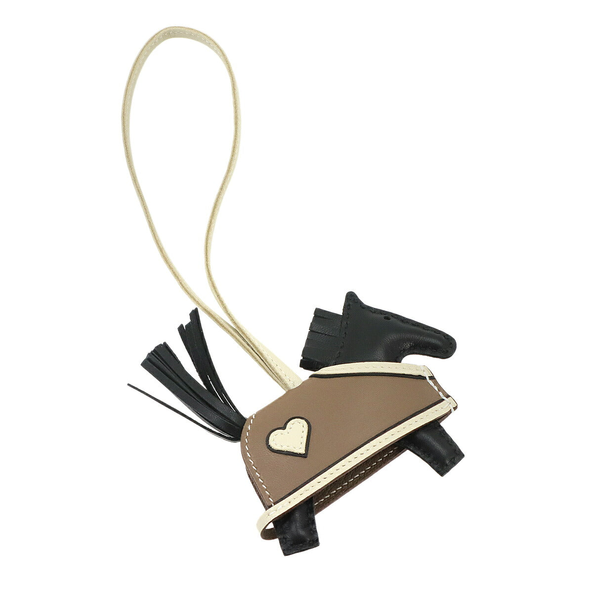 Rodeo Robeo Coeur PM Bag Charm Agneau Milo Rose Black Etoupe