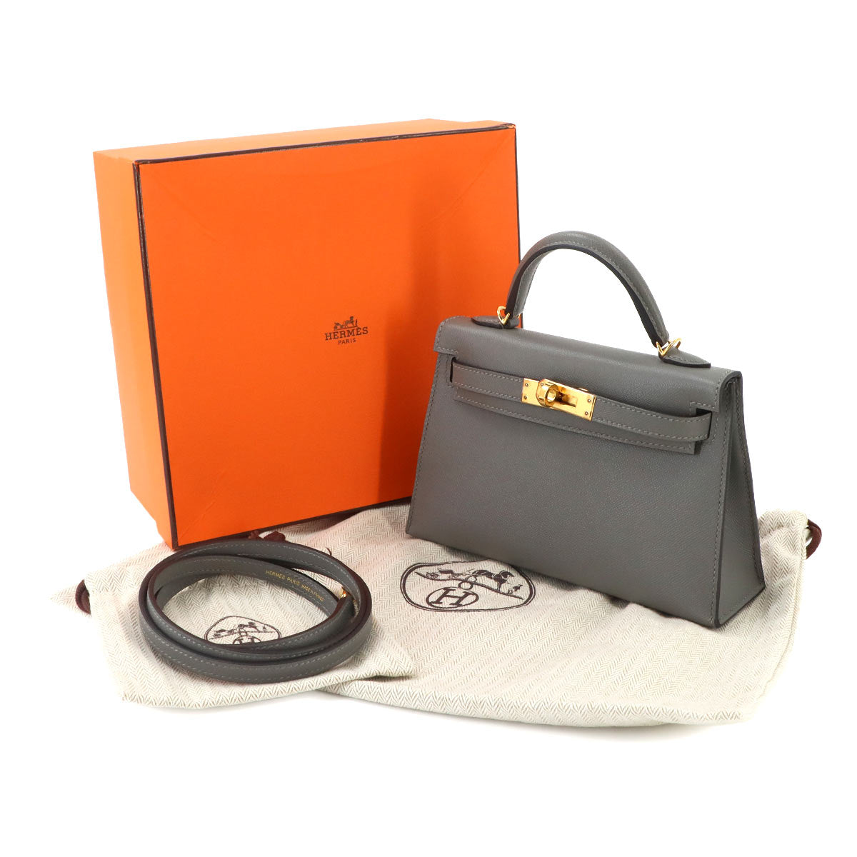 Mini Kelly 20 Veau Madame Gris Meyer Hand Shoulder Bag Purse