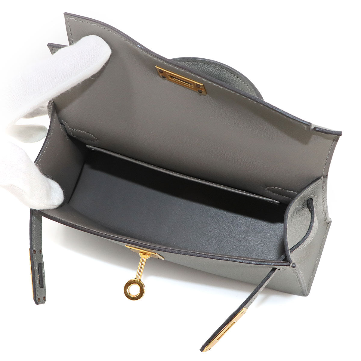 Mini Kelly 20 Veau Madame Gris Meyer Hand Shoulder Bag Purse